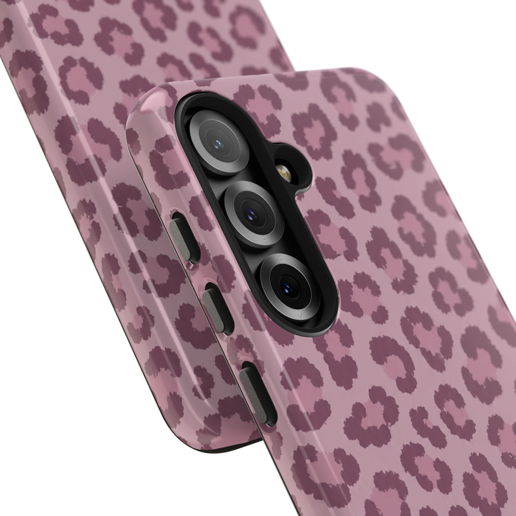Mauve Leopard Print Phone Case | Girly Aesthetic Tough Case for iPhone & Samsung | Cute Pink Leopard Cover