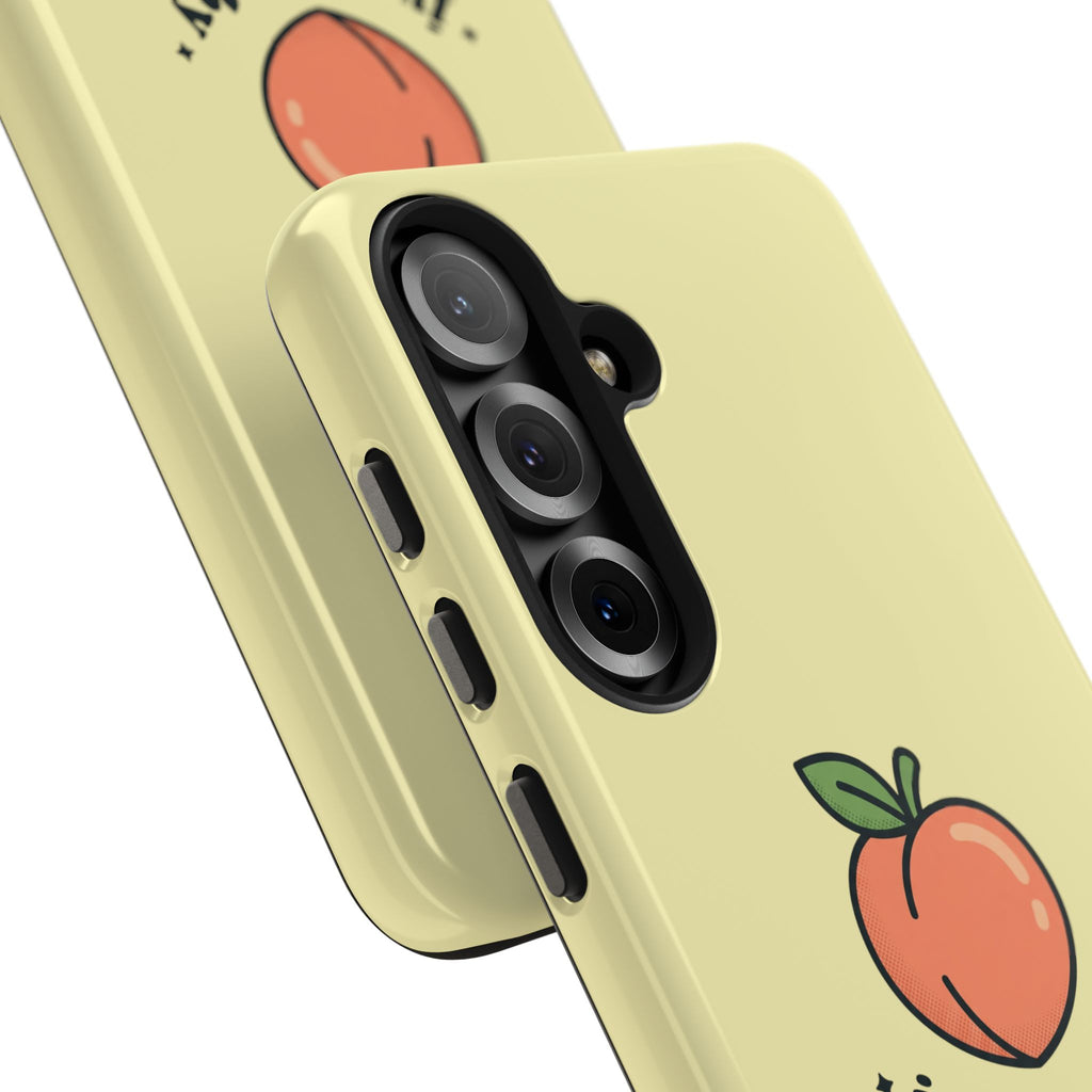Just Peachy Aesthetic Phone Case | Cute Peach iPhone & Samsung Galaxy Case | Trendy Summer Glossy Protective Cover | Peach Protective Tough Case