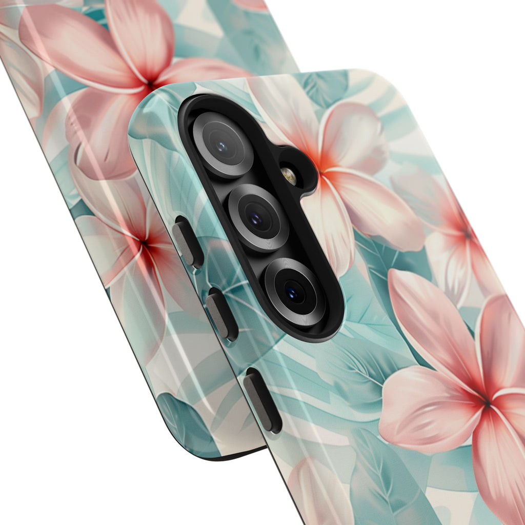 Pastel Plumeria Flower Phone Case | Whimsical Floral Aesthetic iPhone Case | Cute Tropical Samsung Galaxy Case