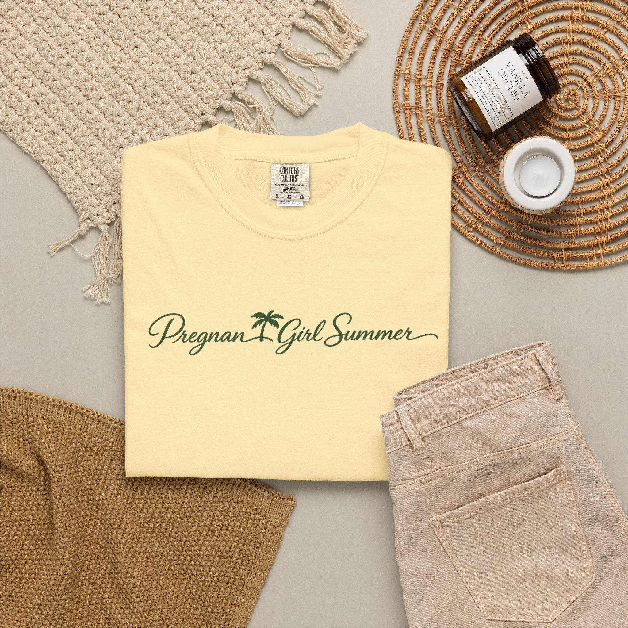 Pregnant Girl Summer Beach Shirt | Trendy Pregnancy Summer Tee | Cute Mama Vacation T-Shirt | Beachy Mom Graphic Tee | Palm Script Maternity Tee