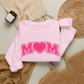 Pink MOM Heart Sweatshirt |  Mom Crewneck | Trendy Mother's Day Sweatshirt | Cute Pink Graphic Pullover | Gift for Mom