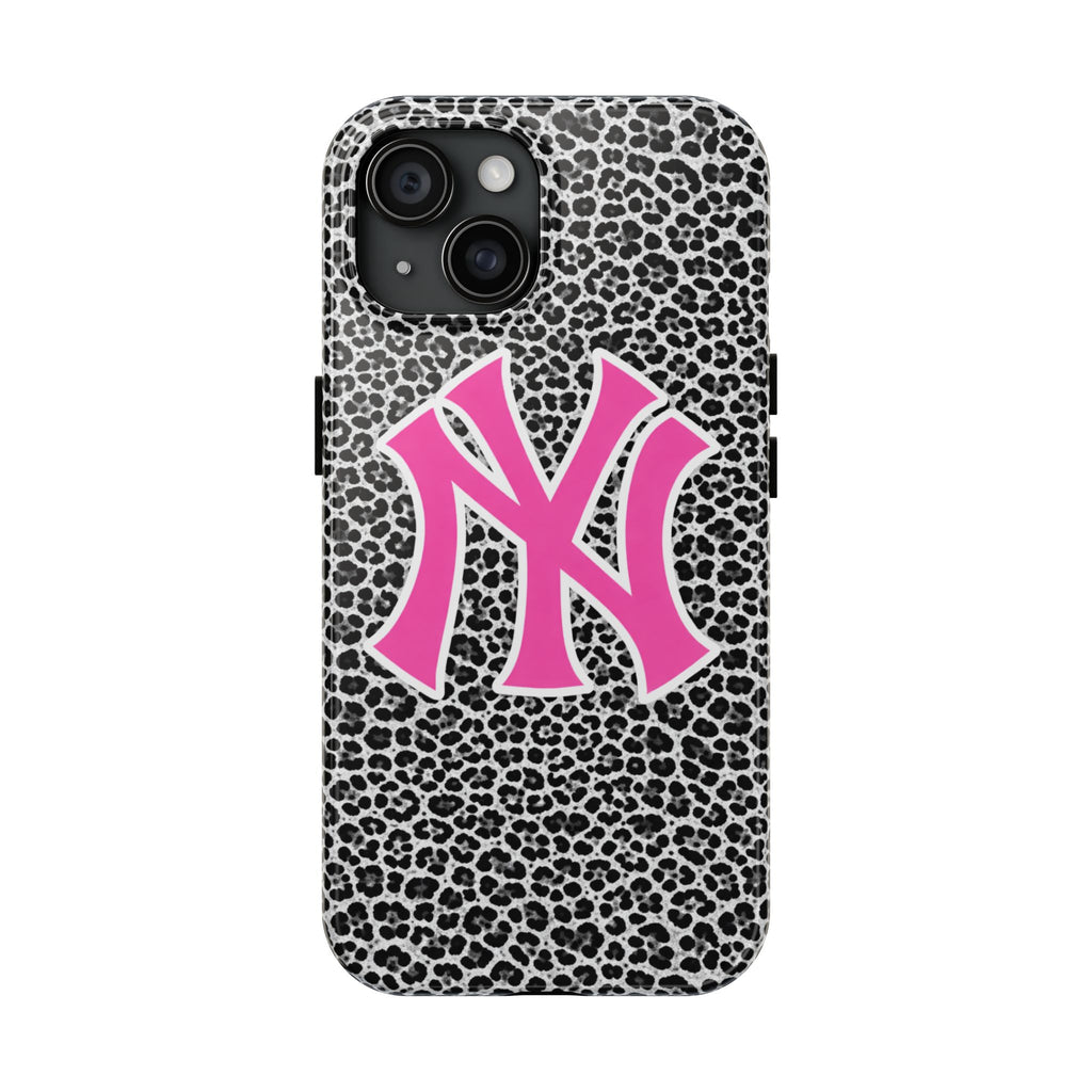 Pink NY Leopard Print Phone Case | Trendy Aesthetic iPhone & Samsung Case | Cute Girly Animal Print Cover