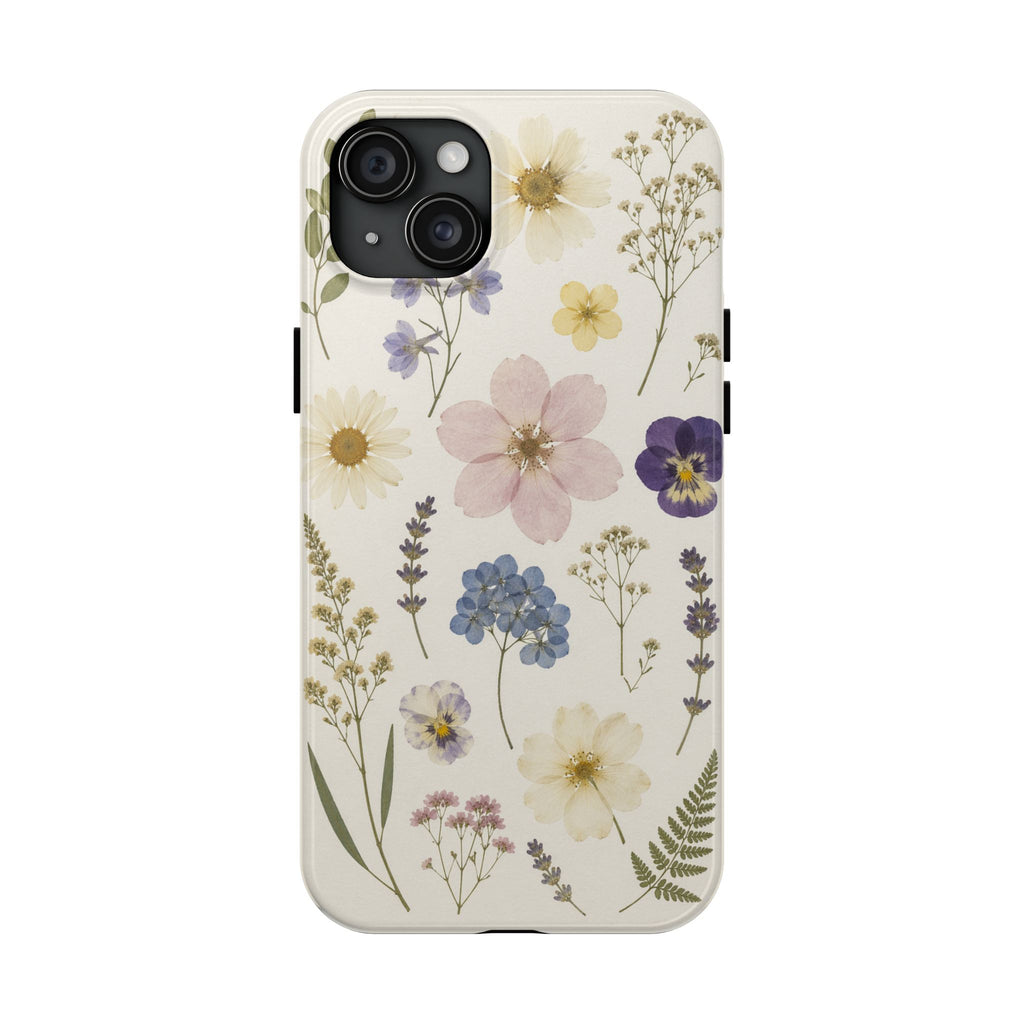Pressed Flower Botanical Phone Case | Coquette Aesthetic Samsung Cover | Floral Glossy Case for iPhone & Samsung