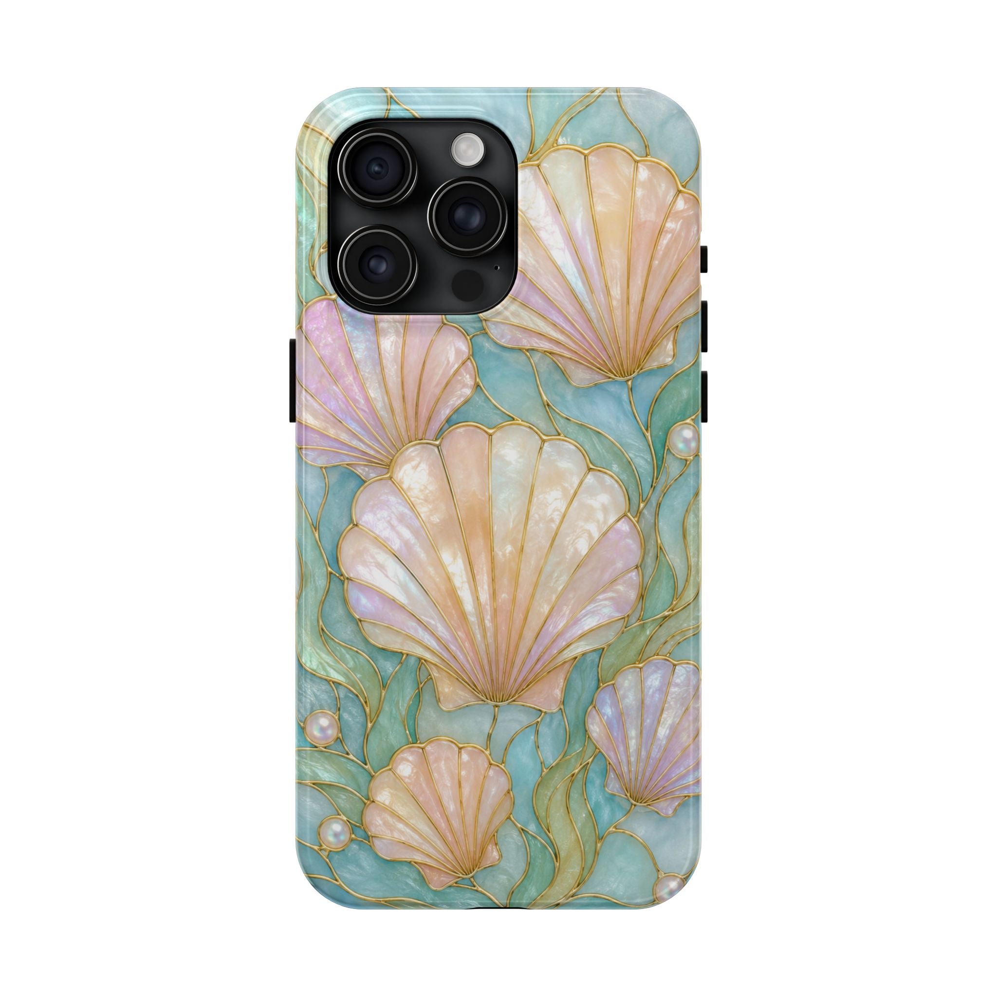 Pastel Seashell Phone Case | Faux Stained Glass Ocean Aesthetic Case for iPhone & Samsung | Cute Beachy Coastal Cover | Ocean Beach Vibes