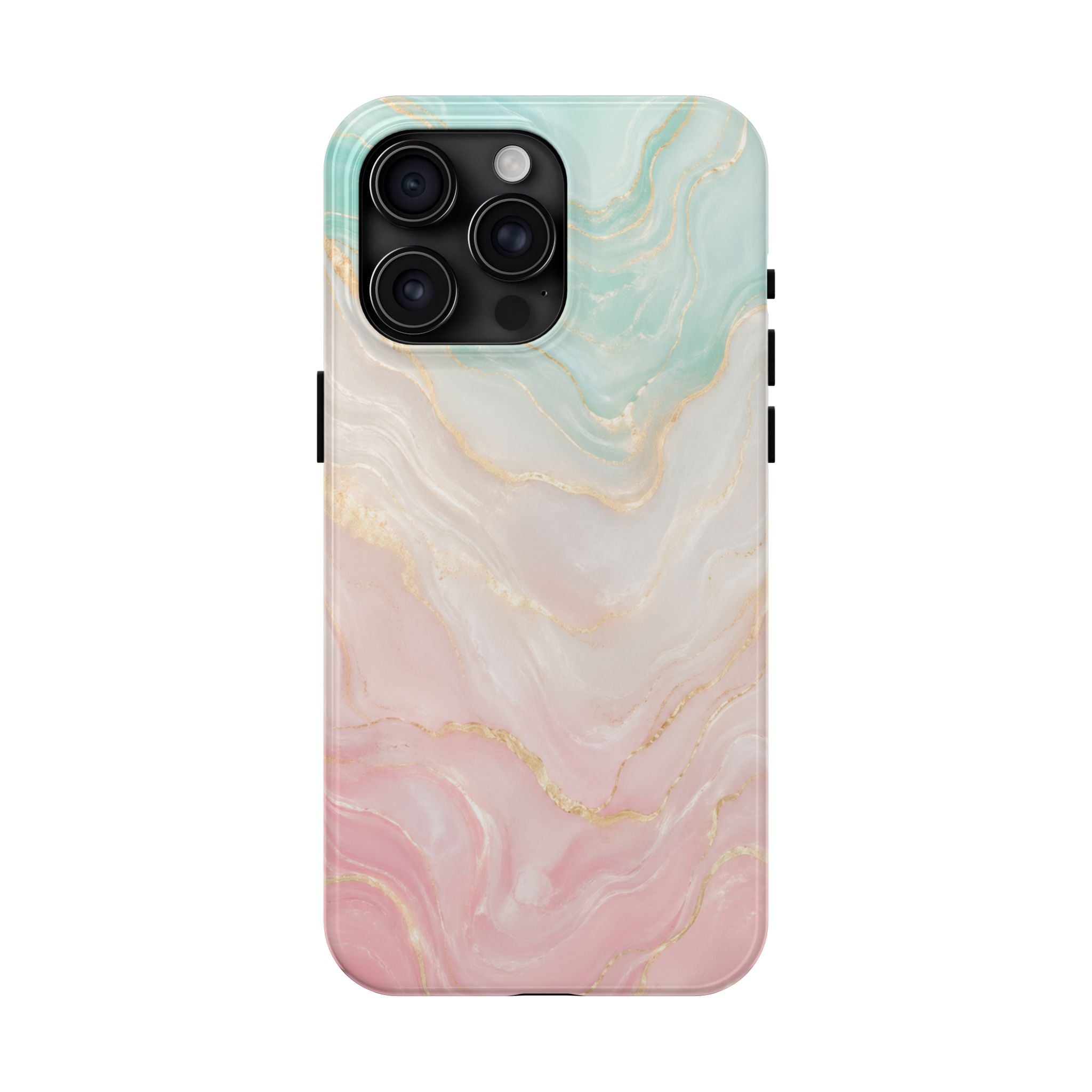 Pastel Marble Phone Case | Mint Green & Blush Pink Gold Vein Case | Aesthetic Tough Protective Case for iPhone & Samsung | iPhone Cover
