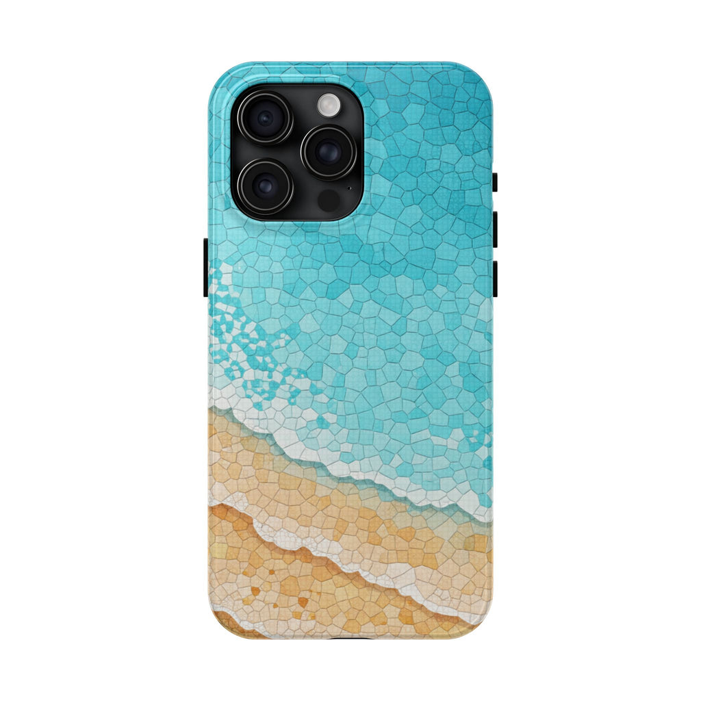 Beach Mosaic Phone Case | Coastal Ocean Waves Tough & Clear Case for iPhone & Samsung | Summer Beach Aesthetic Protective Cover
