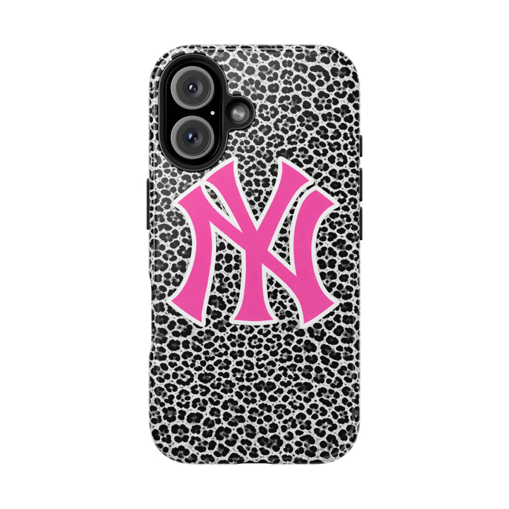 Pink NY Leopard Print Phone Case | Trendy Aesthetic iPhone & Samsung Case | Cute Girly Animal Print Cover