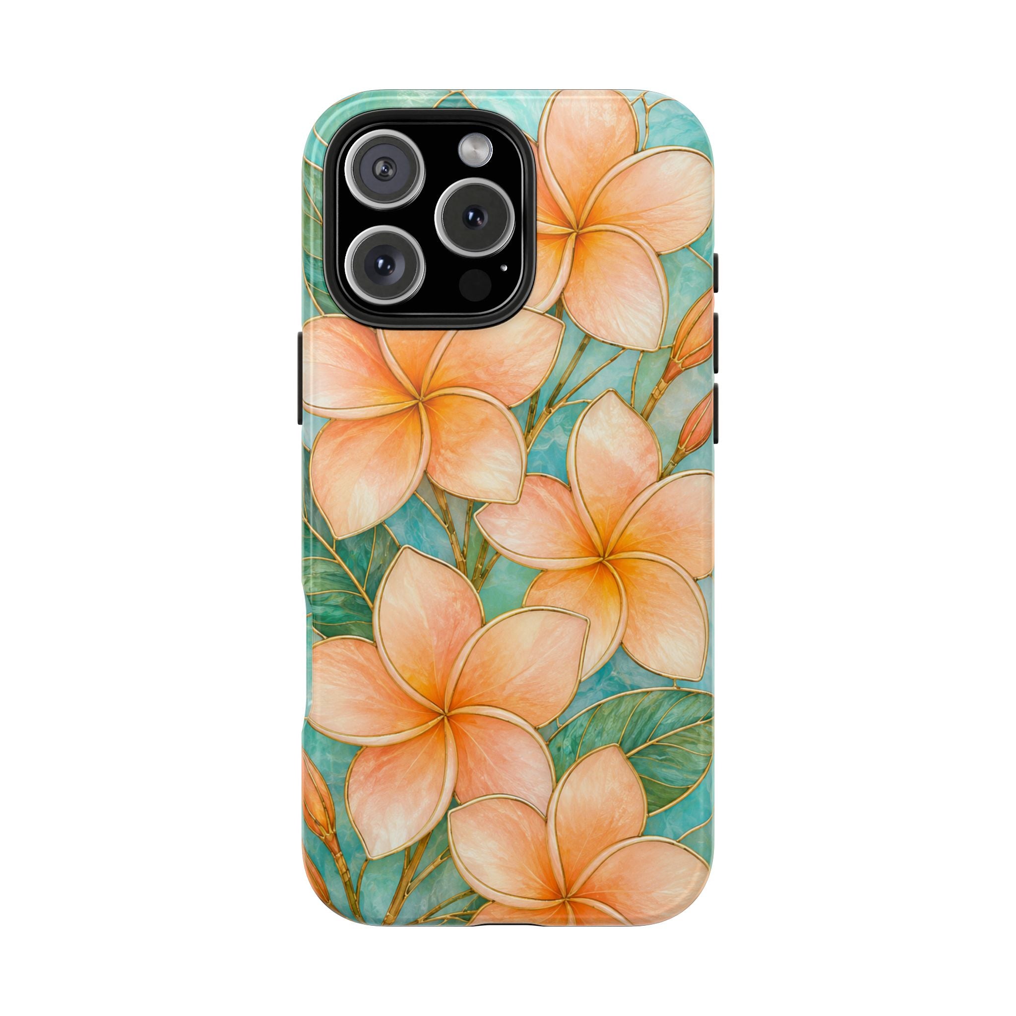 Tropical Plumeria Phone Case | Peach Floral Summer iPhone Case | Aesthetic Beachy Protective Case | Cute Coastal Floral Cover | Floral Protective Cover