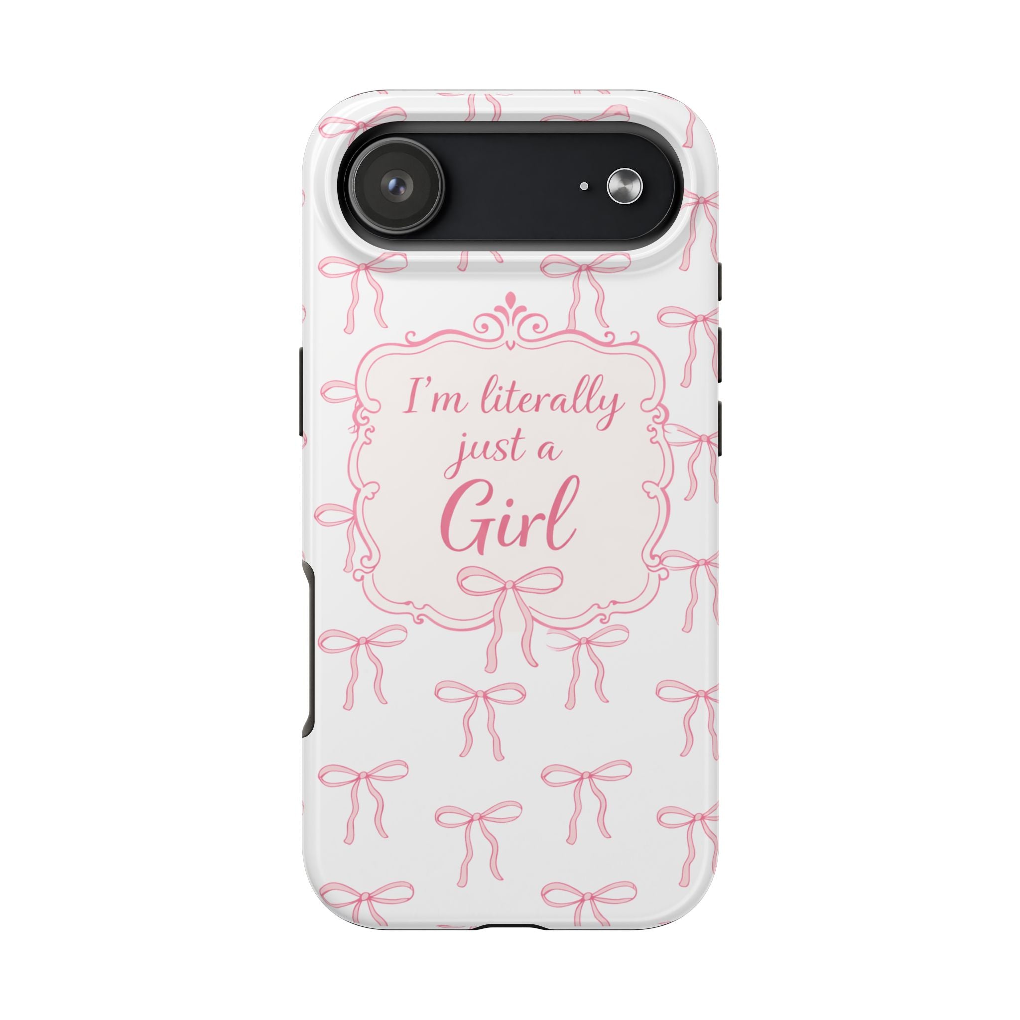 Coquette Bow iPhone Case | I’m Literally Just a Girl  Aesthetic Phone Case | Girly Soft Girl Trend Cover| Pink Bow Protective Cover