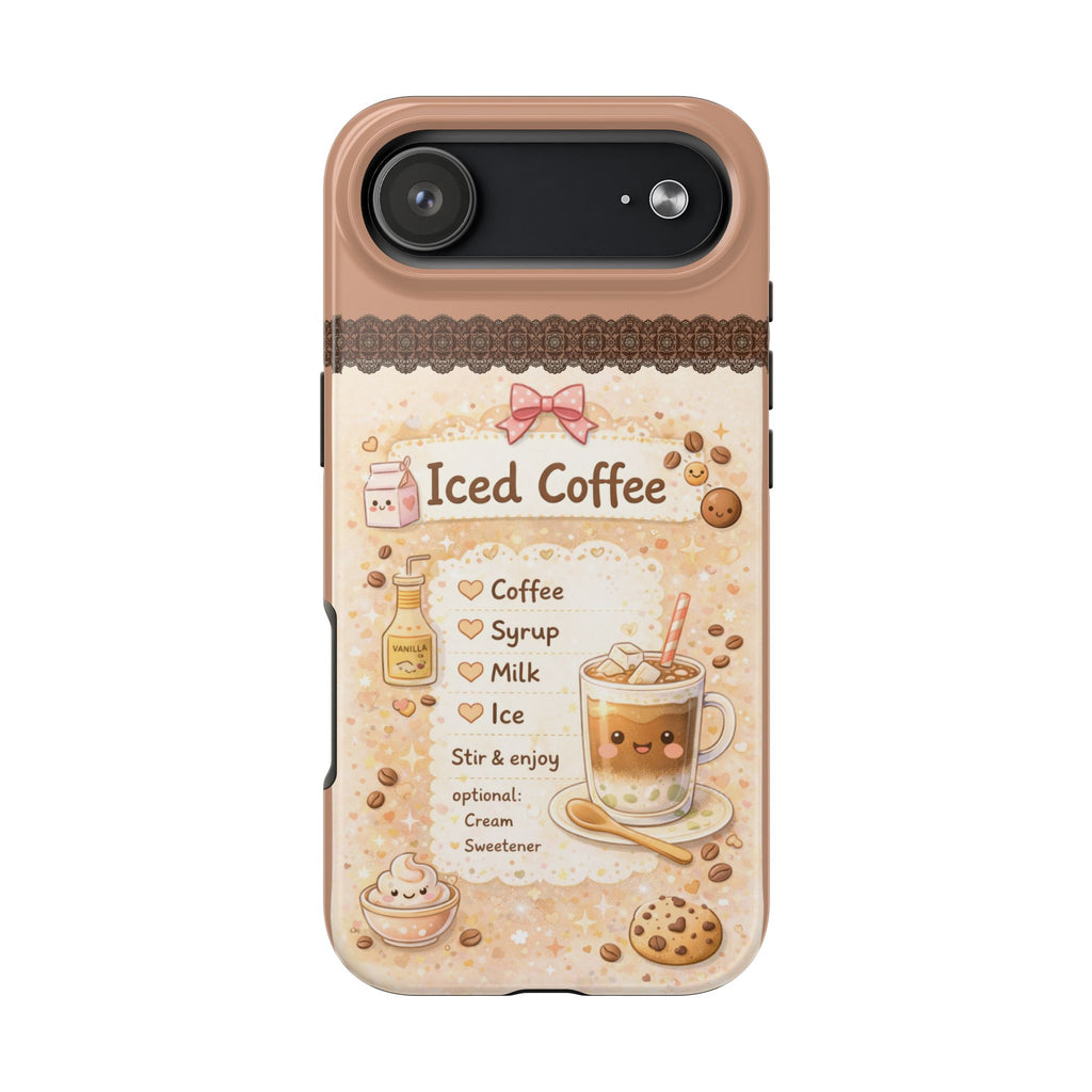 Cute Iced Coffee Recipe Phone Case | Tough Protective Case | Aesthetic Coffee Lover Gift | Durable Shockproof iPhone & Samsung Cover