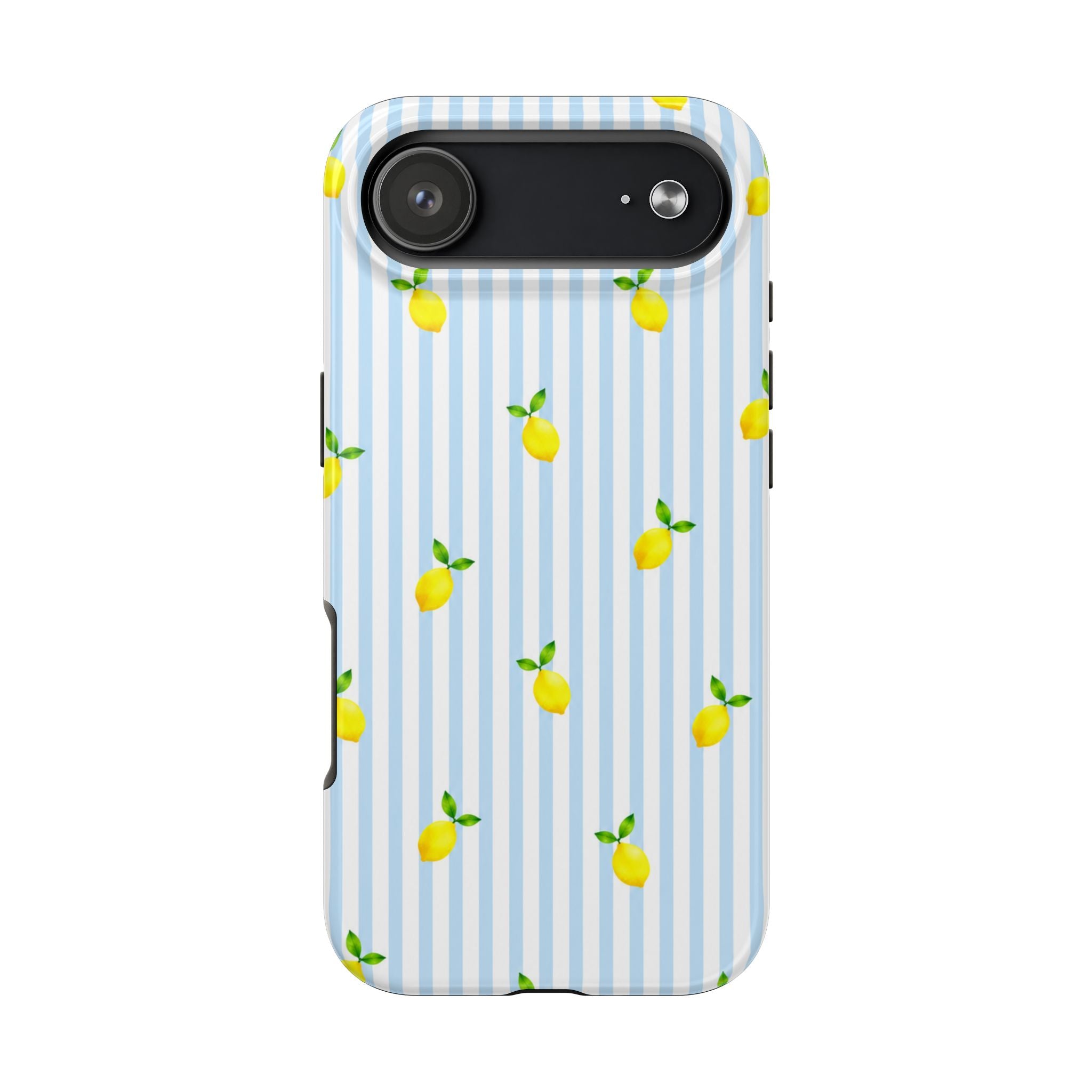 Lemon Blue Stripe Phone Case | Cute Summer Citrus iPhone & Samsung Case | Aesthetic Coastal Protective Cover | Gift for Her