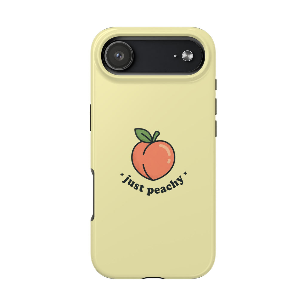 Just Peachy Aesthetic Phone Case | Cute Peach iPhone & Samsung Galaxy Case | Trendy Summer Glossy Protective Cover | Peach Protective Tough Case