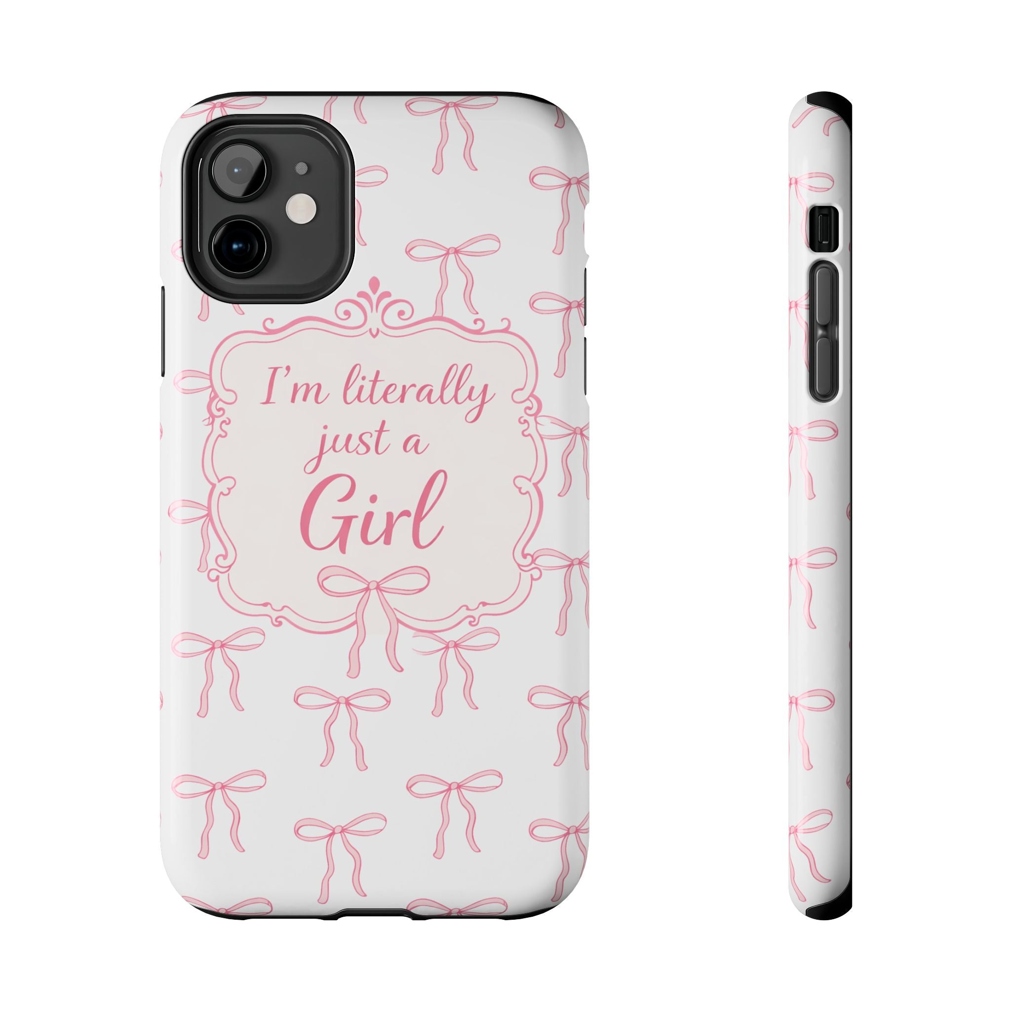 Coquette Bow iPhone Case | I’m Literally Just a Girl  Aesthetic Phone Case | Girly Soft Girl Trend Cover| Pink Bow Protective Cover