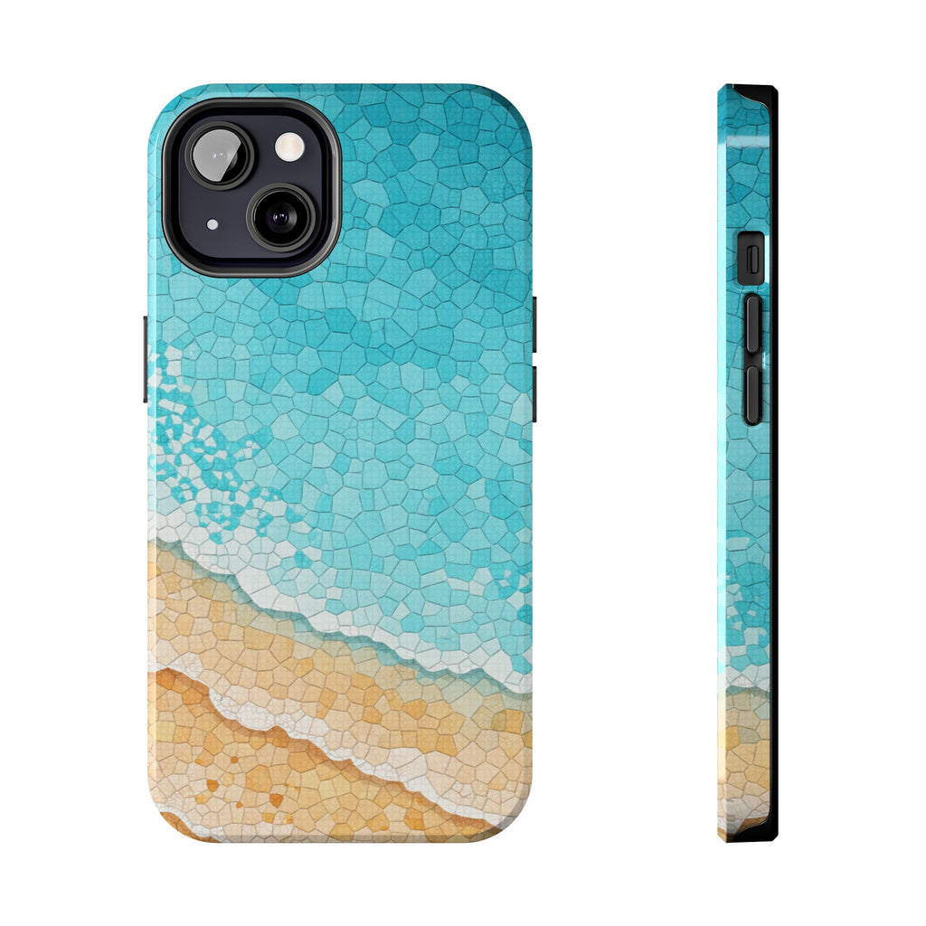 Beach Mosaic Phone Case | Coastal Ocean Waves Tough & Clear Case for iPhone & Samsung | Summer Beach Aesthetic Protective Cover
