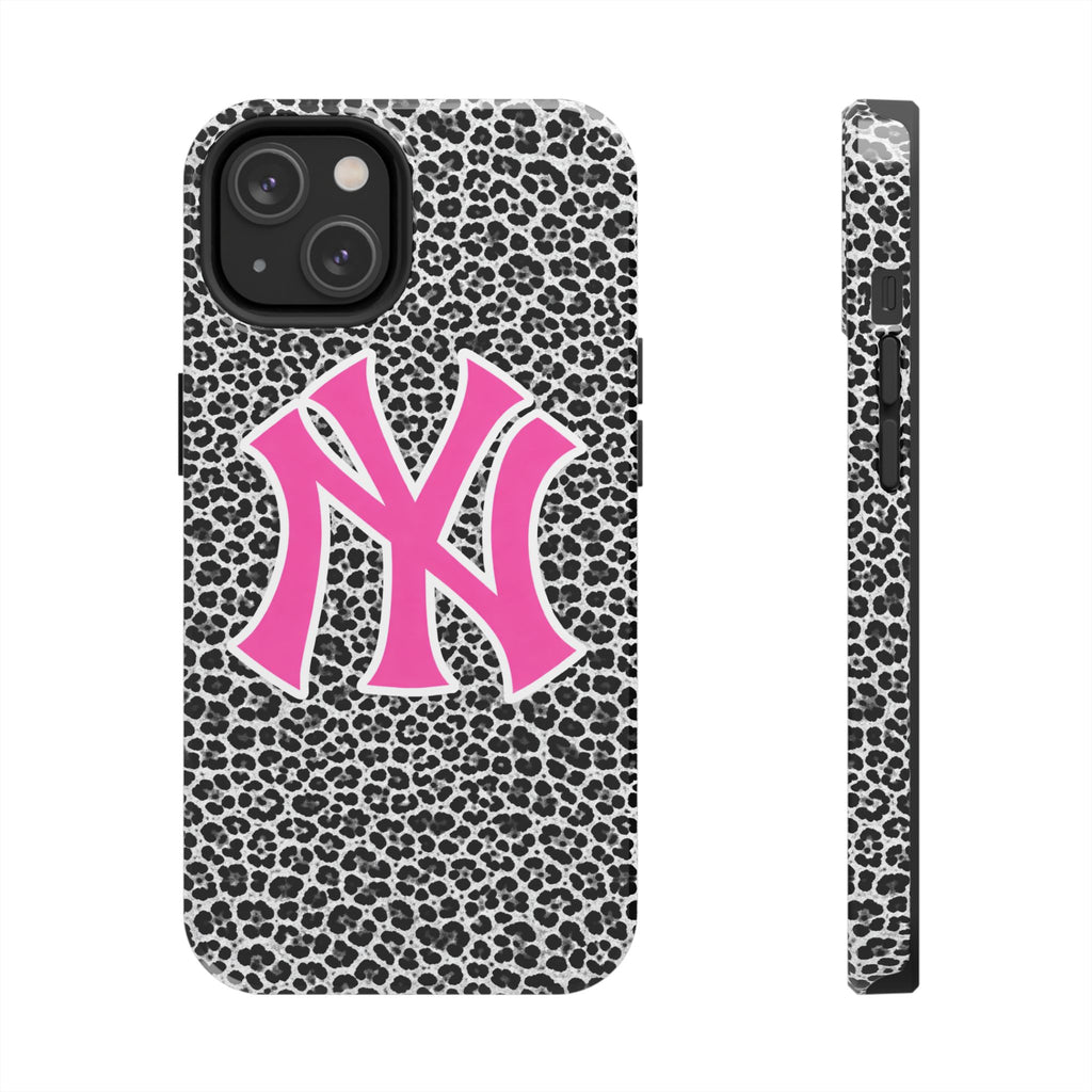 Pink NY Leopard Print Phone Case | Trendy Aesthetic iPhone & Samsung Case | Cute Girly Animal Print Cover