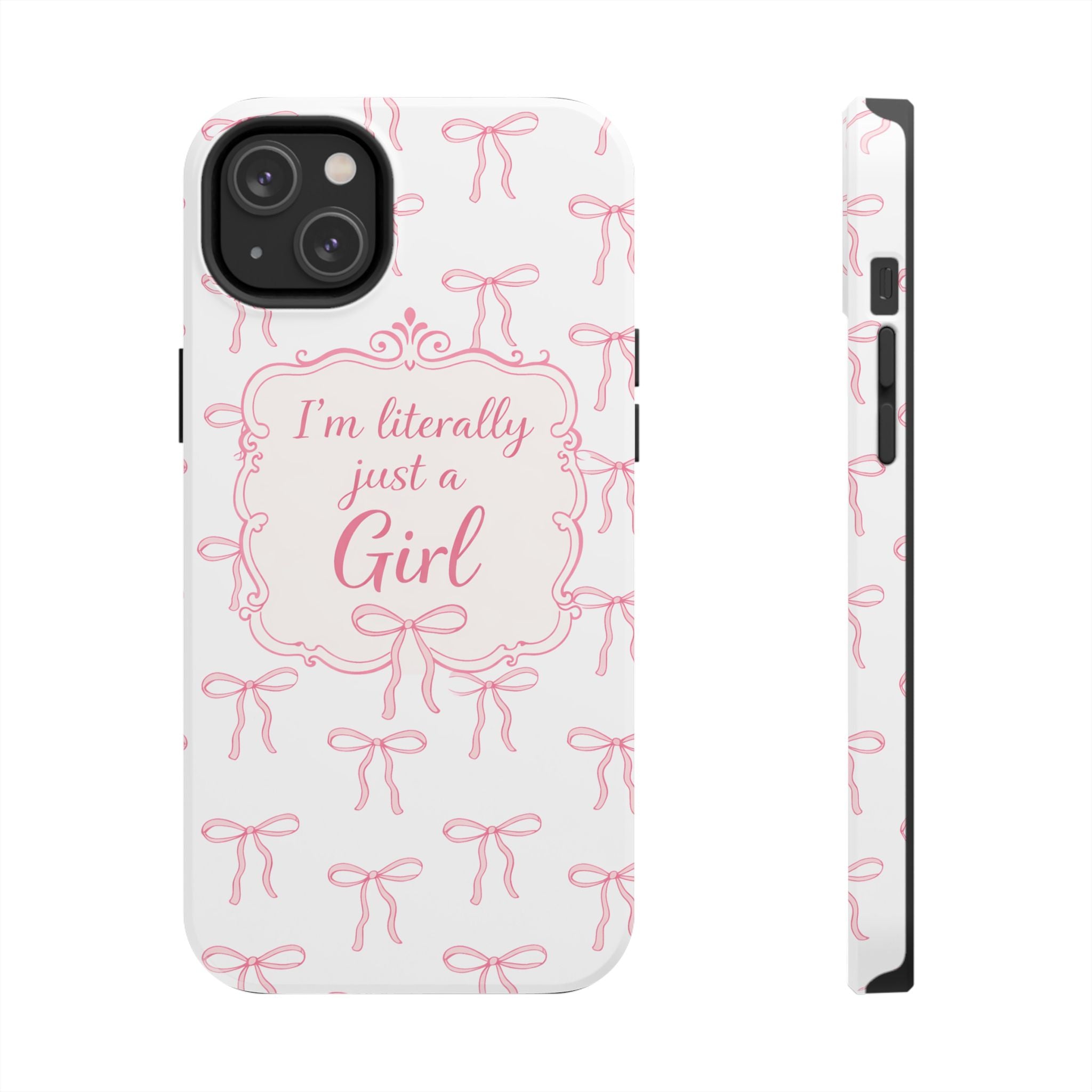 Coquette Bow iPhone Case | I’m Literally Just a Girl  Aesthetic Phone Case | Girly Soft Girl Trend Cover| Pink Bow Protective Cover