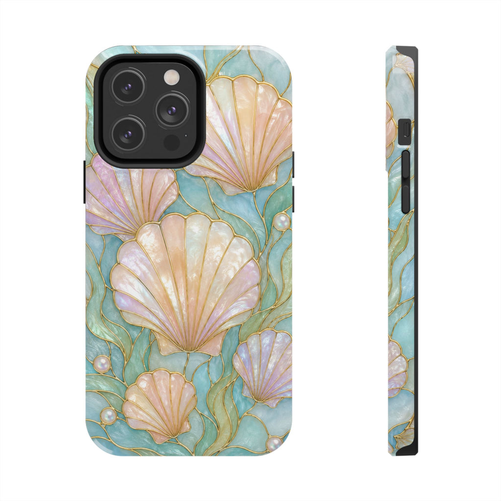 Pastel Seashell Phone Case | Faux Stained Glass Ocean Aesthetic Case for iPhone & Samsung | Cute Beachy Coastal Cover | Ocean Beach Vibes