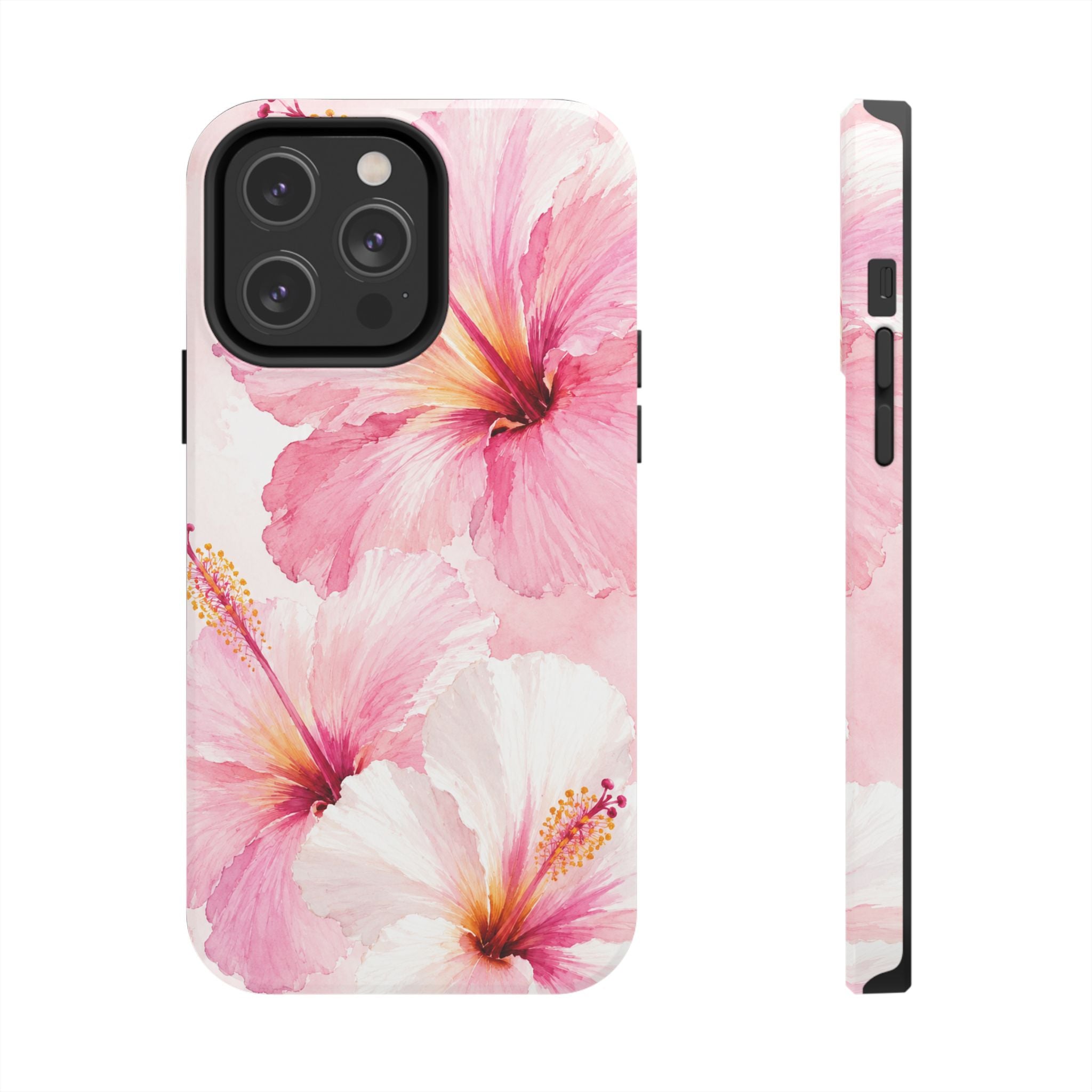 Pink Watercolor Hibiscus Phone Case | Elegant Floral iPhone & Samsung Case | Tropical Botanical Protective Cover
