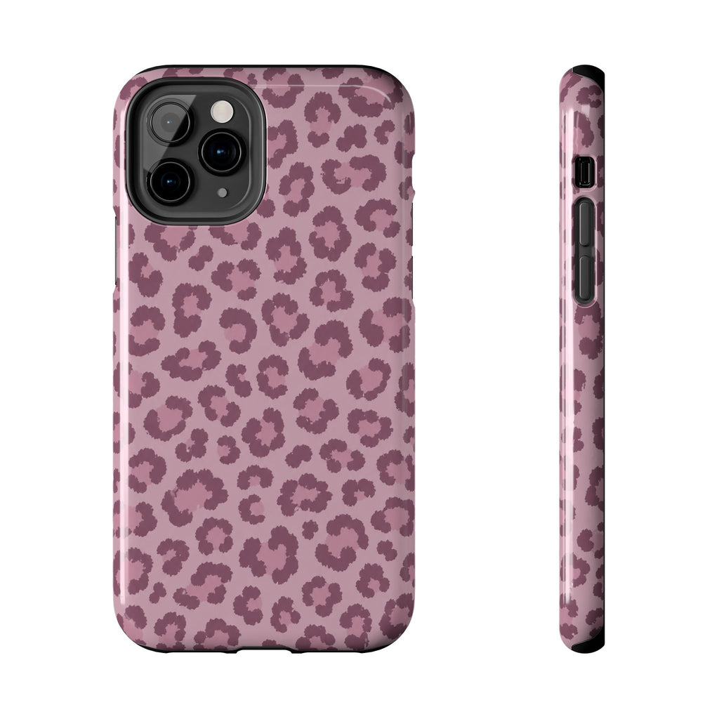 Mauve Leopard Print Phone Case | Girly Aesthetic Tough Case for iPhone & Samsung | Cute Pink Leopard Cover