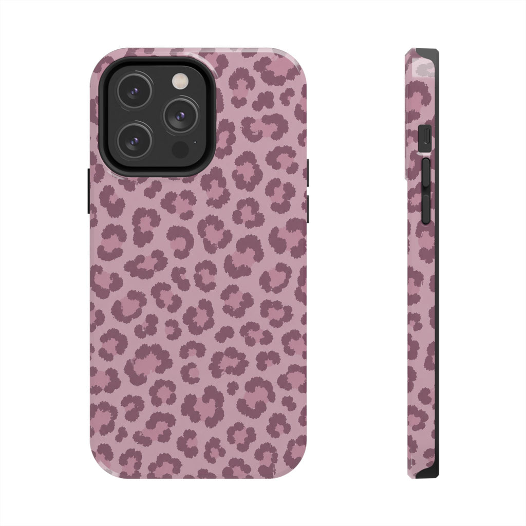 Mauve Leopard Print Phone Case | Girly Aesthetic Tough Case for iPhone & Samsung | Cute Pink Leopard Cover