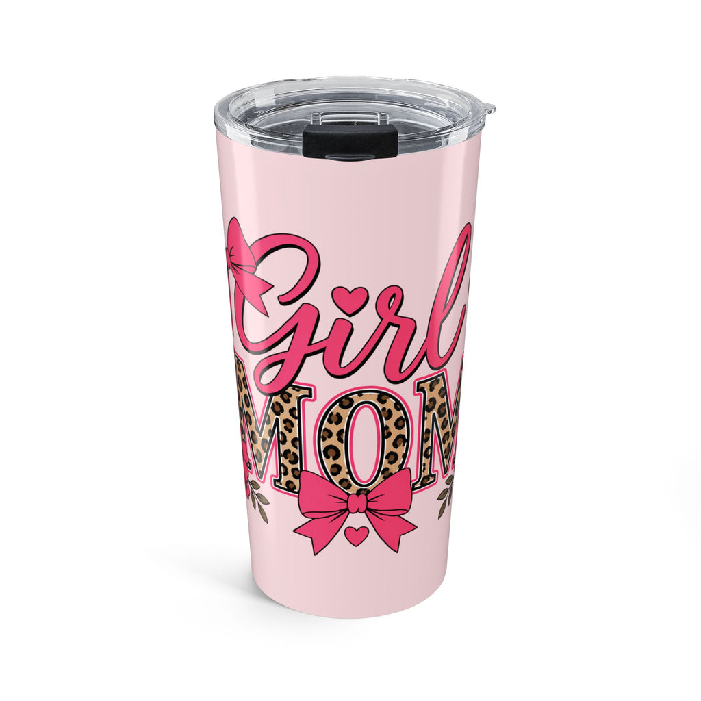 Girl Mom Tumbler 20oz | Cute Pink Leopard Print Coffee Cup for Moms | Trendy Gift for Mom | Insulated Travel Mug