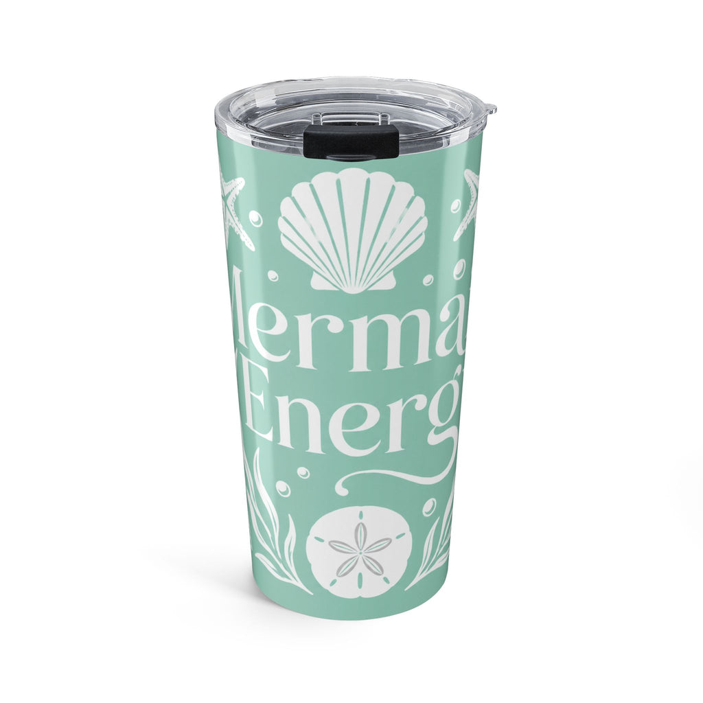 Mermaid Energy Tumbler 20oz | Beachy Seafoam Stainless Steel Cup | Coastal Mermaid Travel Mug | Ocean Lover Gift | Summer Beach Drinkware