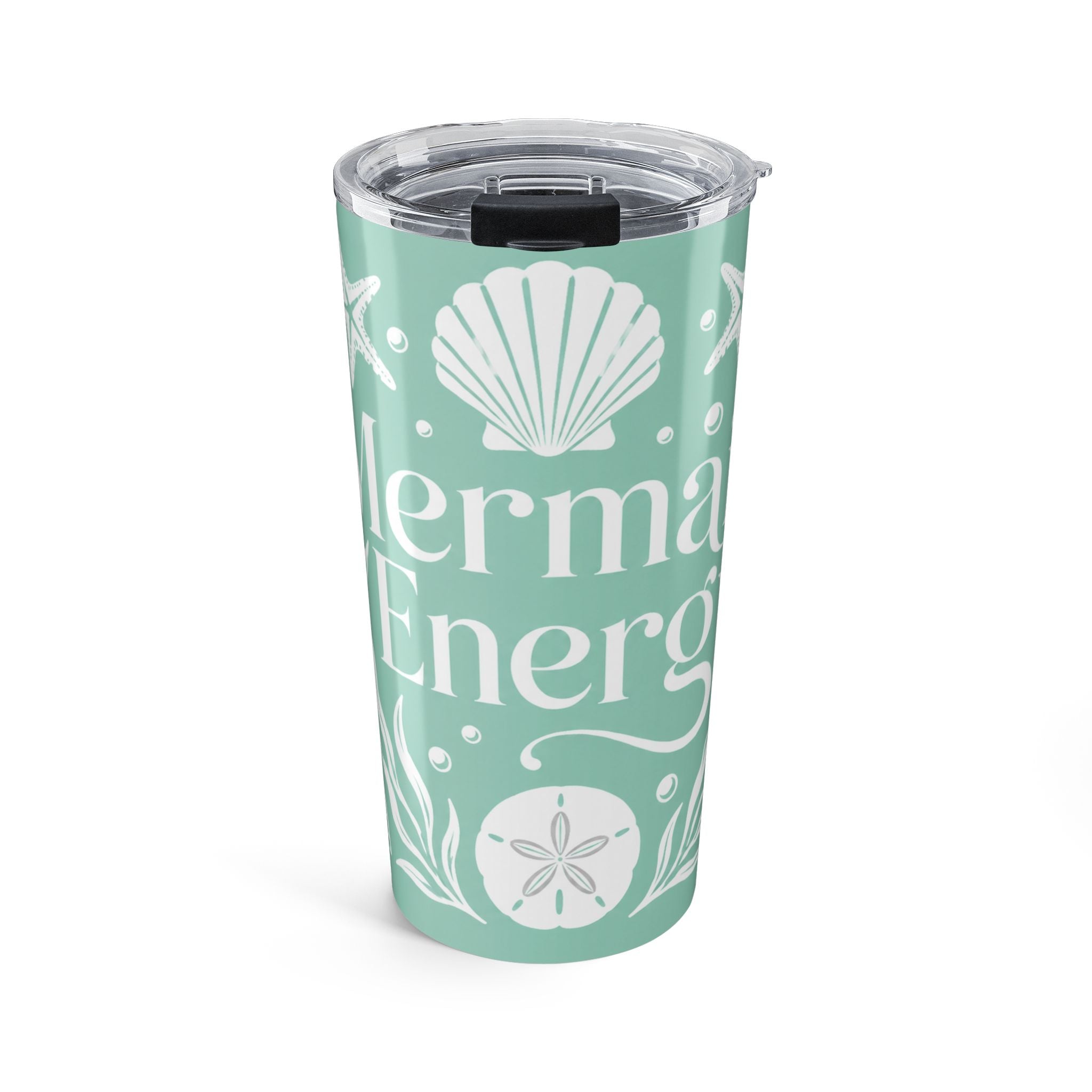 Mermaid Energy Tumbler 20oz | Beachy Seafoam Stainless Steel Cup | Coastal Mermaid Travel Mug | Ocean Lover Gift | Summer Beach Drinkware