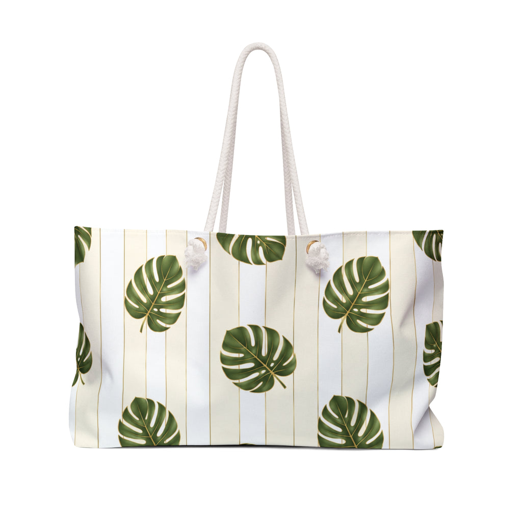 Tropical Monstera Weekender Bag | Large Beach Tote with Rope Handles | Coastal Travel Bag for Vacation | Pool & Weekend Getaways