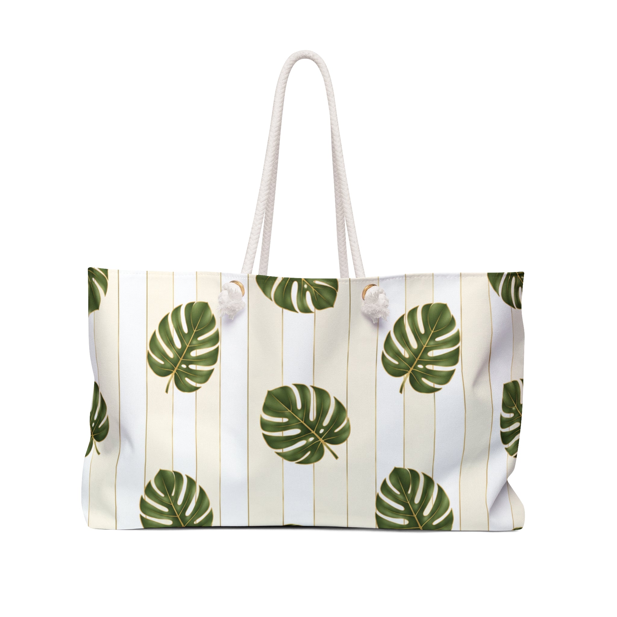 Tropical Monstera Weekender Bag | Large Beach Tote with Rope Handles | Coastal Travel Bag for Vacation | Pool & Weekend Getaways