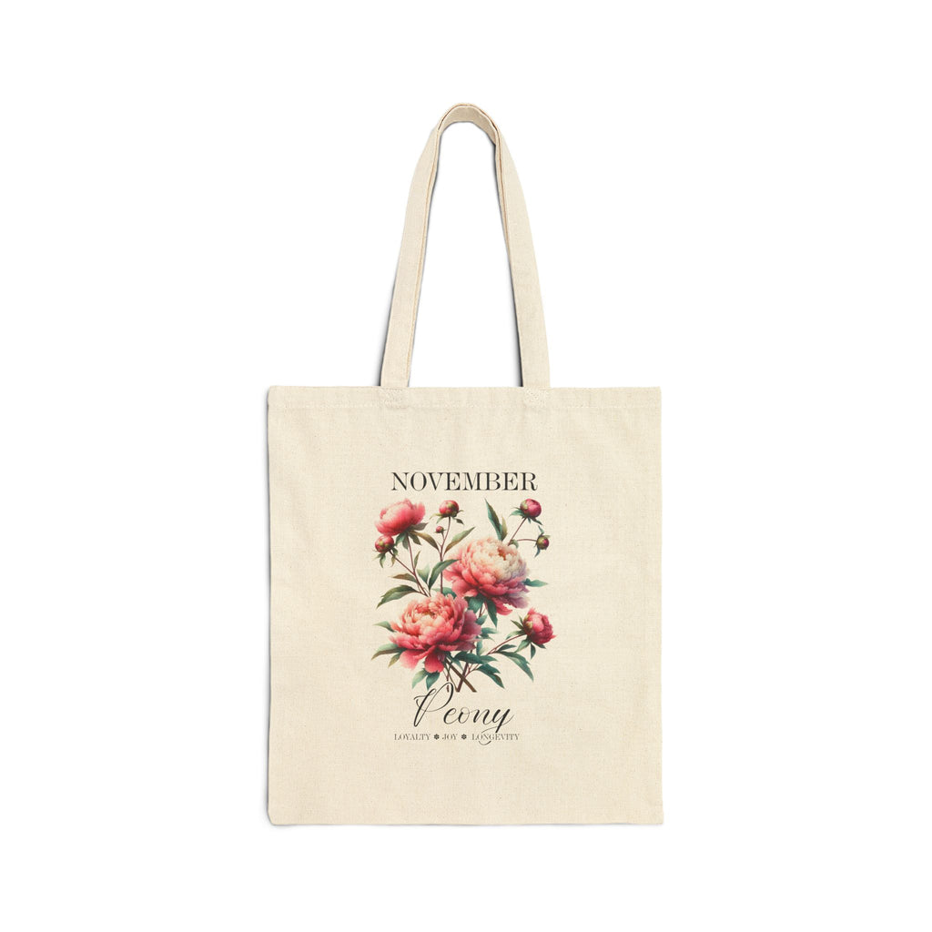 Personalized Birth Month Canvas Tote Bag | Custom Floral Tote | Durable Cotton Everyday Bag | Aesthetic Gift for Her | Vintage Botanical Grocery  Tote