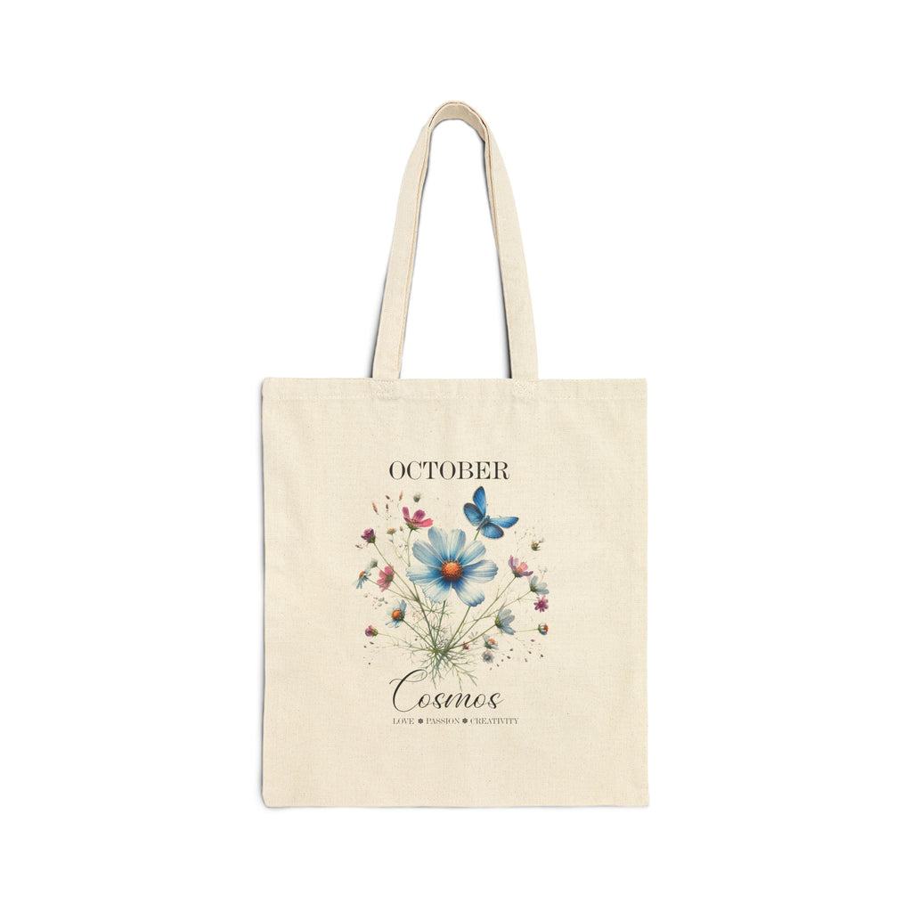 Personalized Birth Month Canvas Tote Bag | Custom Floral Tote | Durable Cotton Everyday Bag | Aesthetic Gift for Her | Vintage Botanical Grocery  Tote