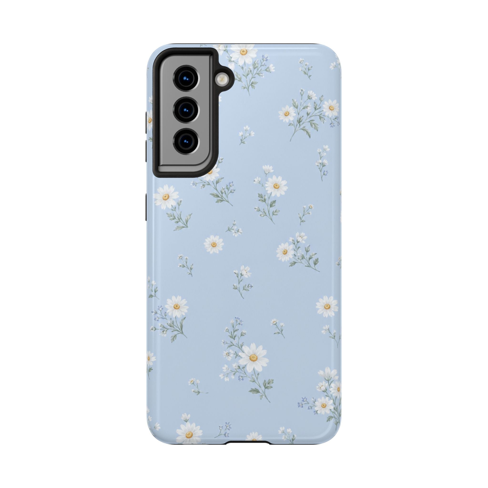 Blue Daisy Floral Phone Case | Cute Aesthetic Wildflower Tough Case for iPhone & Samsung | Summer Cottagecore Protective Cover | Tough Phone Cases