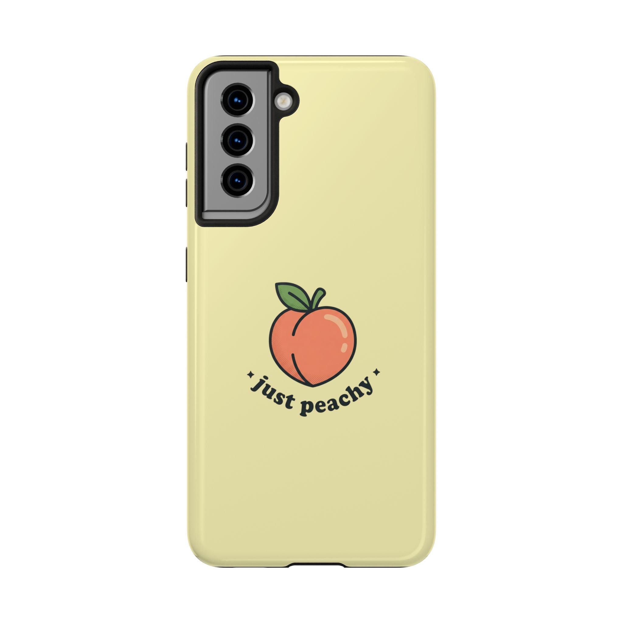 Just Peachy Aesthetic Phone Case | Cute Peach iPhone & Samsung Galaxy Case | Trendy Summer Glossy Protective Cover | Peach Protective Tough Case