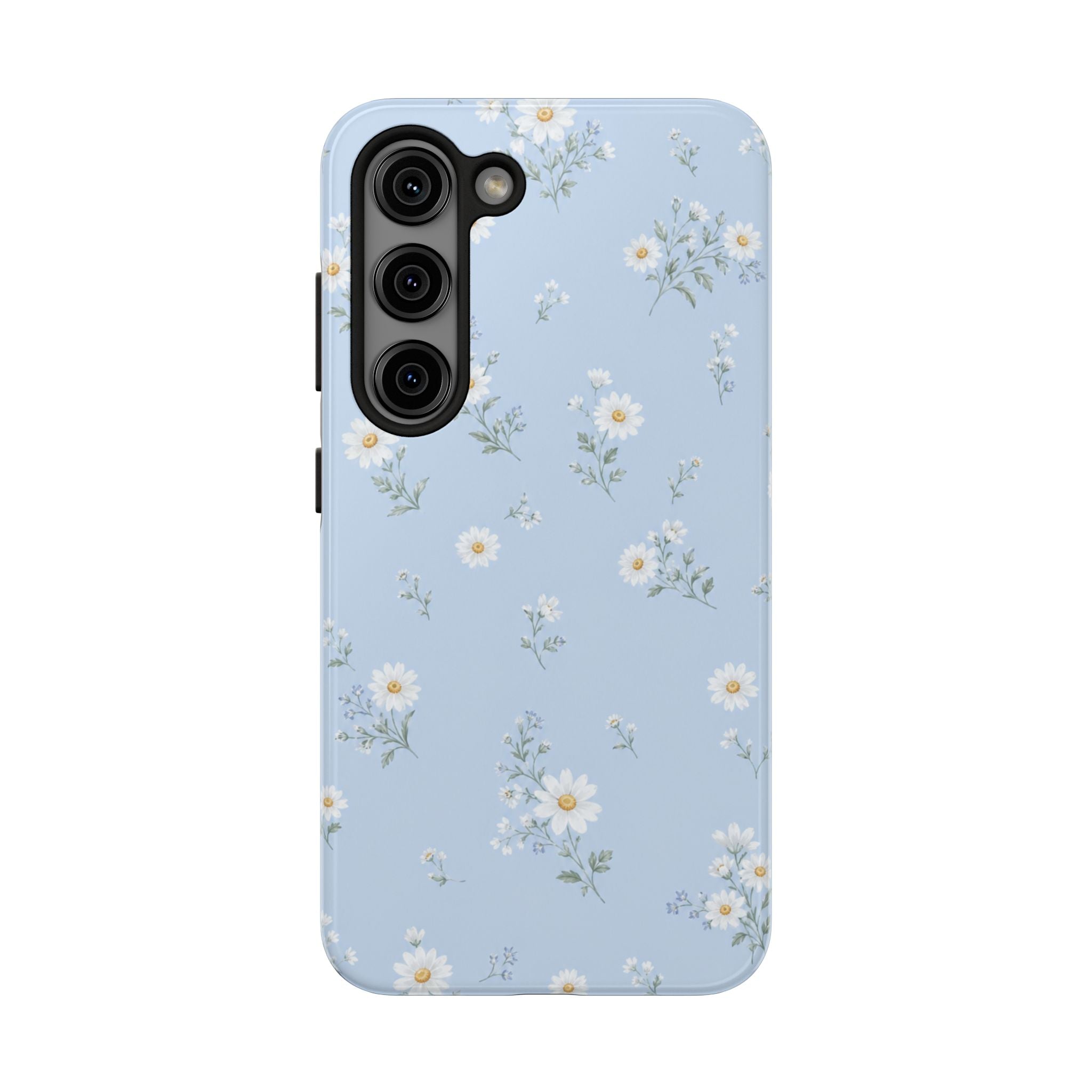Blue Daisy Floral Phone Case | Cute Aesthetic Wildflower Tough Case for iPhone & Samsung | Summer Cottagecore Protective Cover | Tough Phone Cases