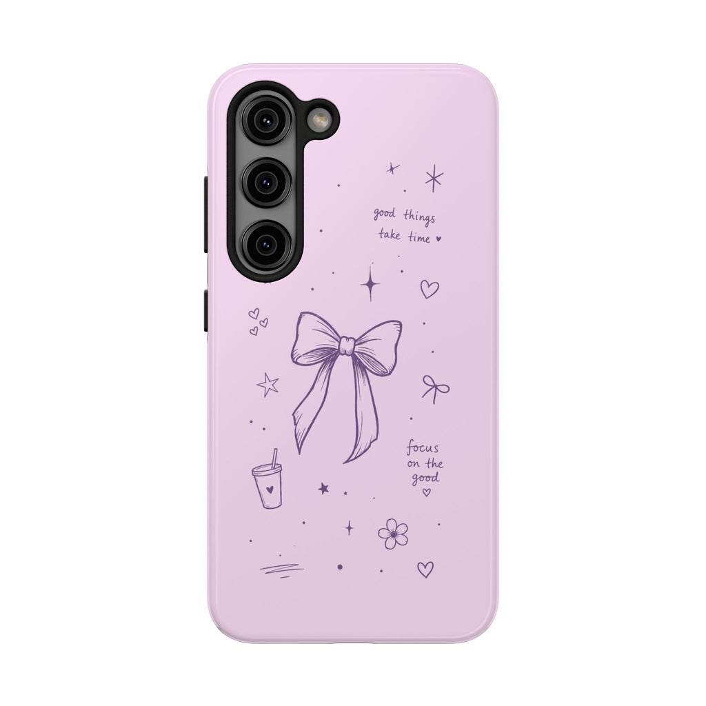 Cute Coquette Bow Phone Case | Pastel Lavender Aesthetic iPhone & Samsung Galaxy Case | Girly Trendy Protective Cover | Inspirational iPhone Cover