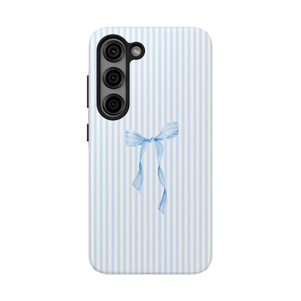 Preppy Blue Bow Case | Minimalist Coquette Phone Case for iPhone & Samsung | Minimalist Coquette Phone Case | Protective Phone Cover