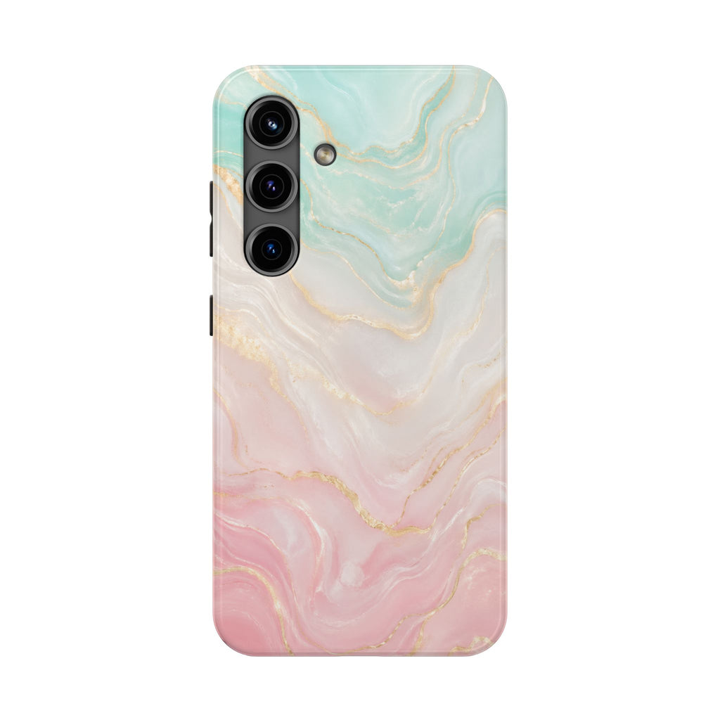 Pastel Marble Phone Case | Mint Green & Blush Pink Gold Vein Case | Aesthetic Tough Protective Case for iPhone & Samsung | iPhone Cover