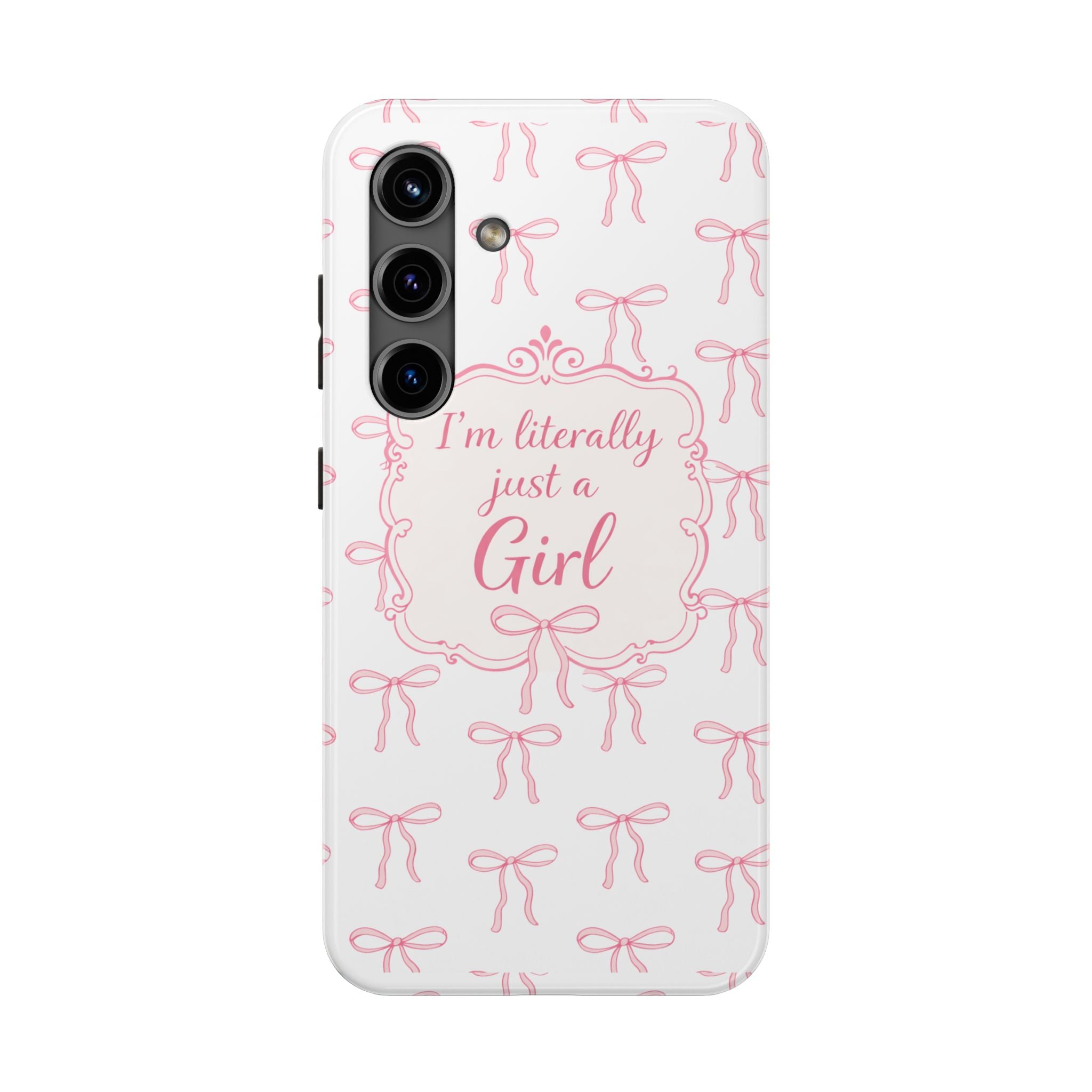 Coquette Bow iPhone Case | I’m Literally Just a Girl  Aesthetic Phone Case | Girly Soft Girl Trend Cover| Pink Bow Protective Cover