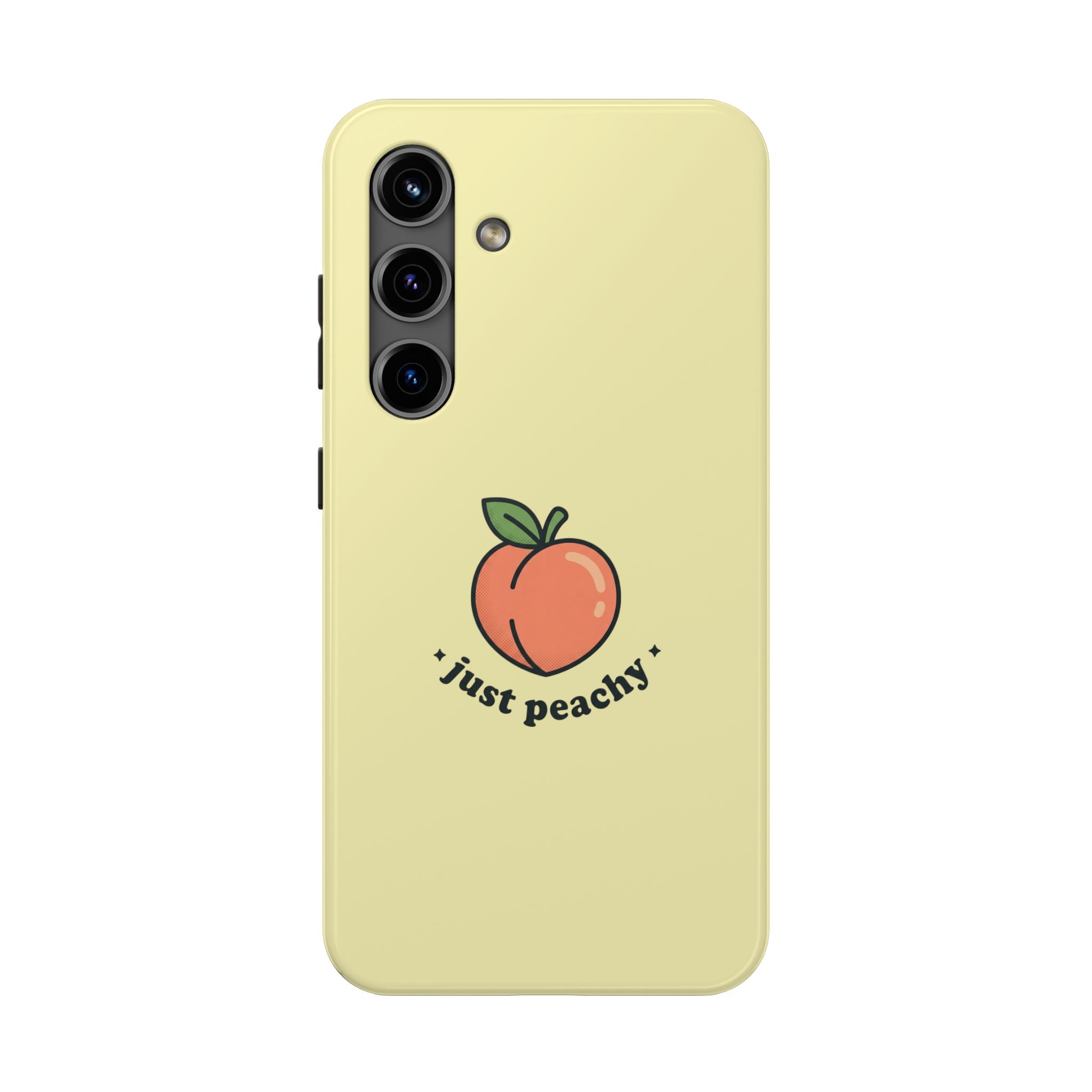Just Peachy Aesthetic Phone Case | Cute Peach iPhone & Samsung Galaxy Case | Trendy Summer Glossy Protective Cover | Peach Protective Tough Case