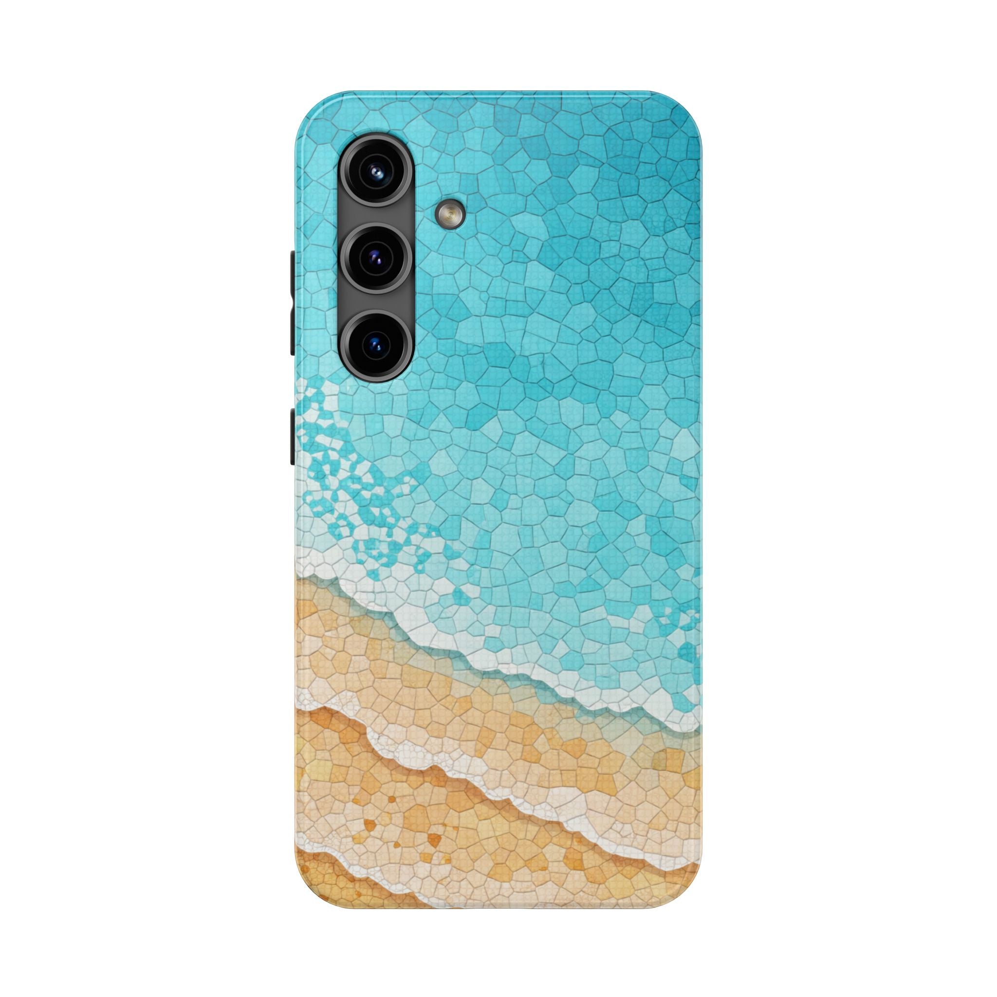 Beach Mosaic Phone Case | Coastal Ocean Waves Tough & Clear Case for iPhone & Samsung | Summer Beach Aesthetic Protective Cover
