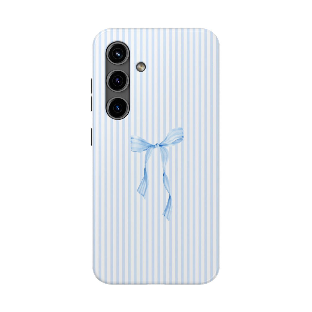 Preppy Blue Bow Case | Minimalist Coquette Phone Case for iPhone & Samsung | Minimalist Coquette Phone Case | Protective Phone Cover