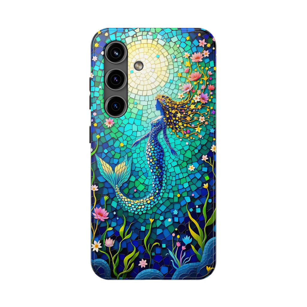 Mosaic Mermaid Phone Case | Ocean Beach Aesthetic iPhone Case | Coastal Sea Glass Samsung Galaxy Case