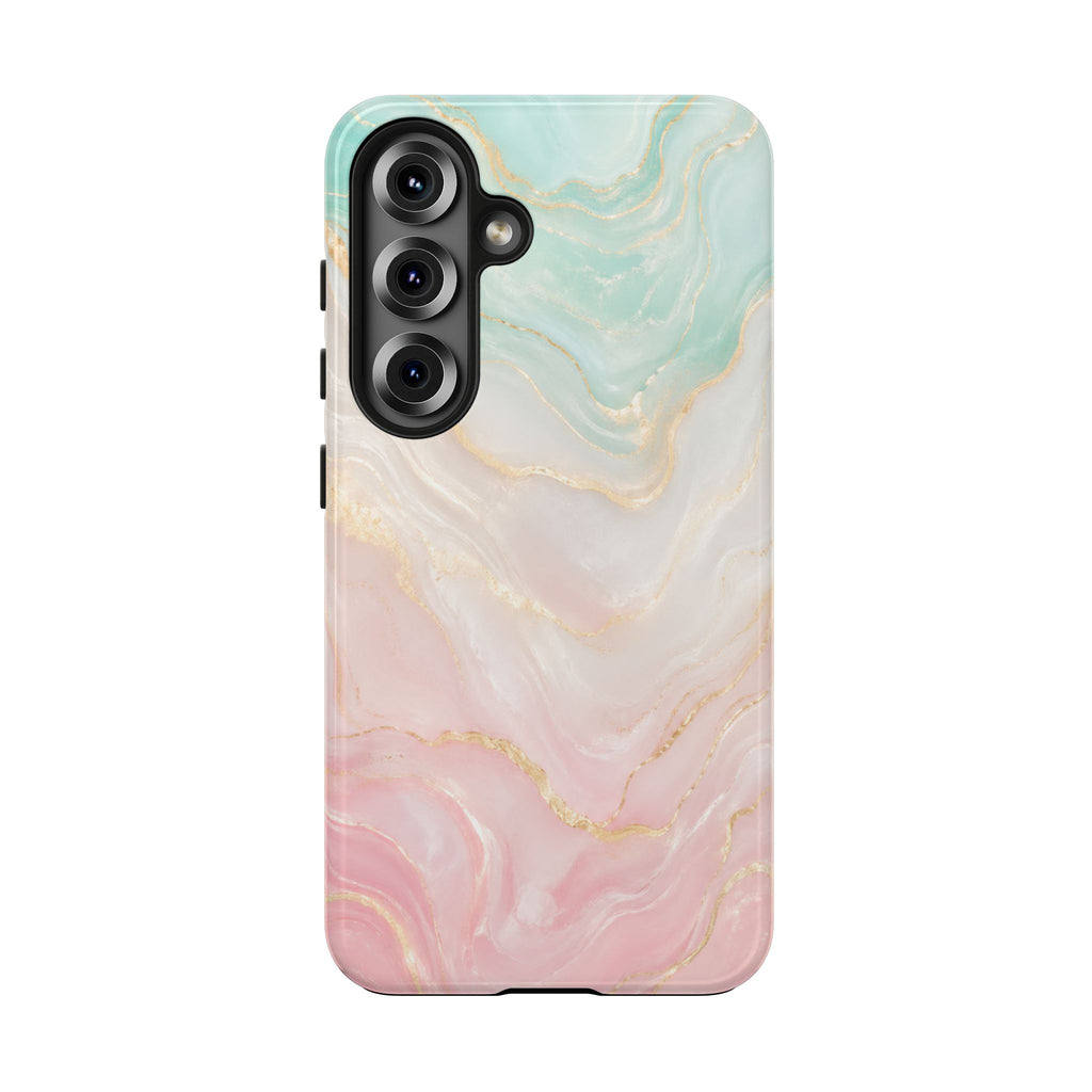 Pastel Marble Phone Case | Mint Green & Blush Pink Gold Vein Case | Aesthetic Tough Protective Case for iPhone & Samsung | iPhone Cover