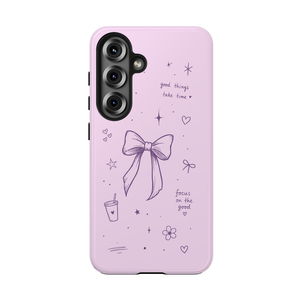 Cute Coquette Bow Phone Case | Pastel Lavender Aesthetic iPhone & Samsung Galaxy Case | Girly Trendy Protective Cover | Inspirational iPhone Cover