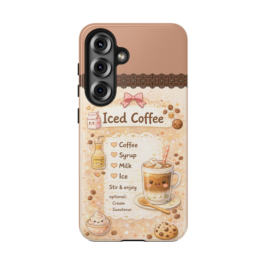 Cute Iced Coffee Recipe Phone Case | Tough Protective Case | Aesthetic Coffee Lover Gift | Durable Shockproof iPhone & Samsung Cover
