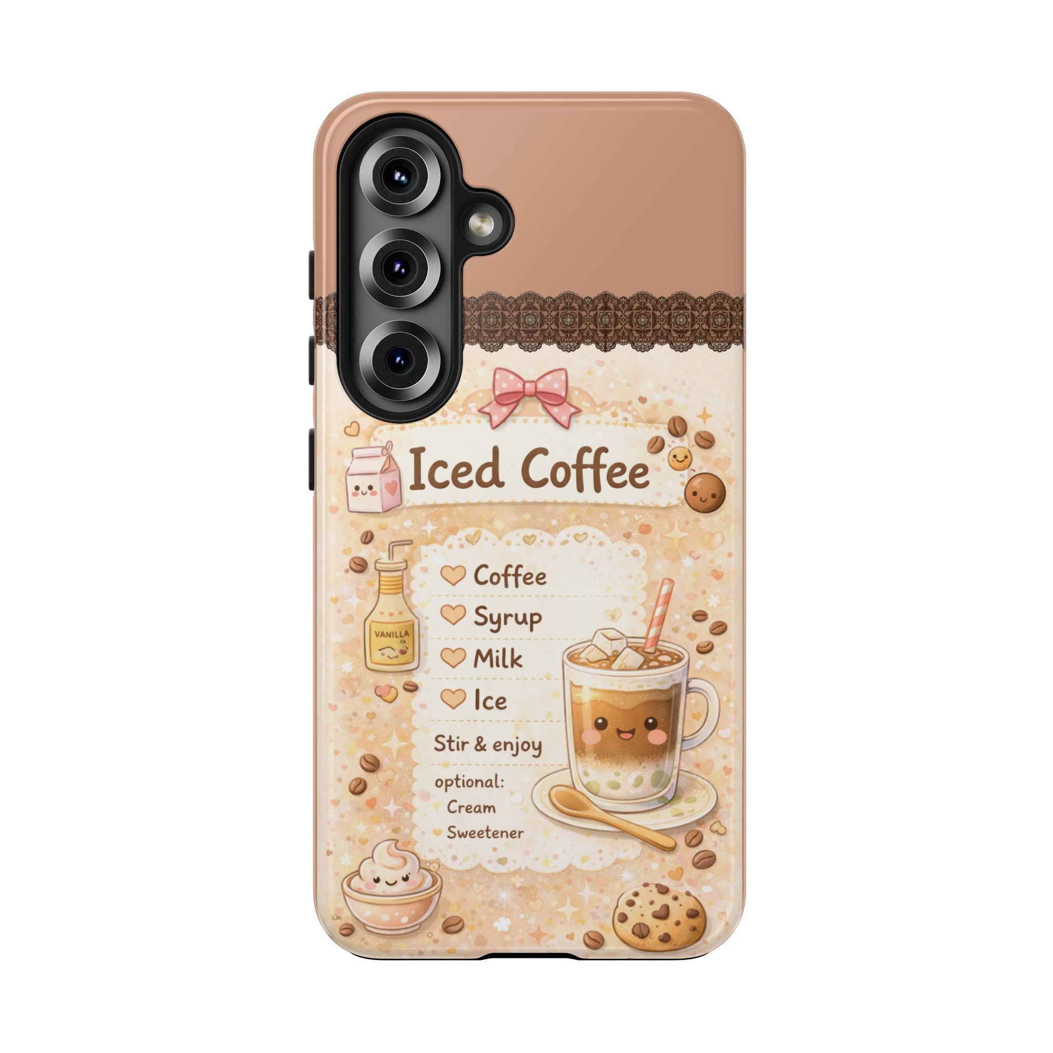 Cute Iced Coffee Recipe Phone Case | Tough Protective Case | Aesthetic Coffee Lover Gift | Durable Shockproof iPhone & Samsung Cover