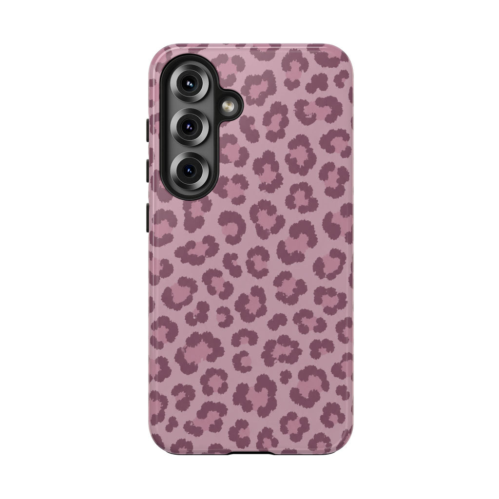 Mauve Leopard Print Phone Case | Girly Aesthetic Tough Case for iPhone & Samsung | Cute Pink Leopard Cover