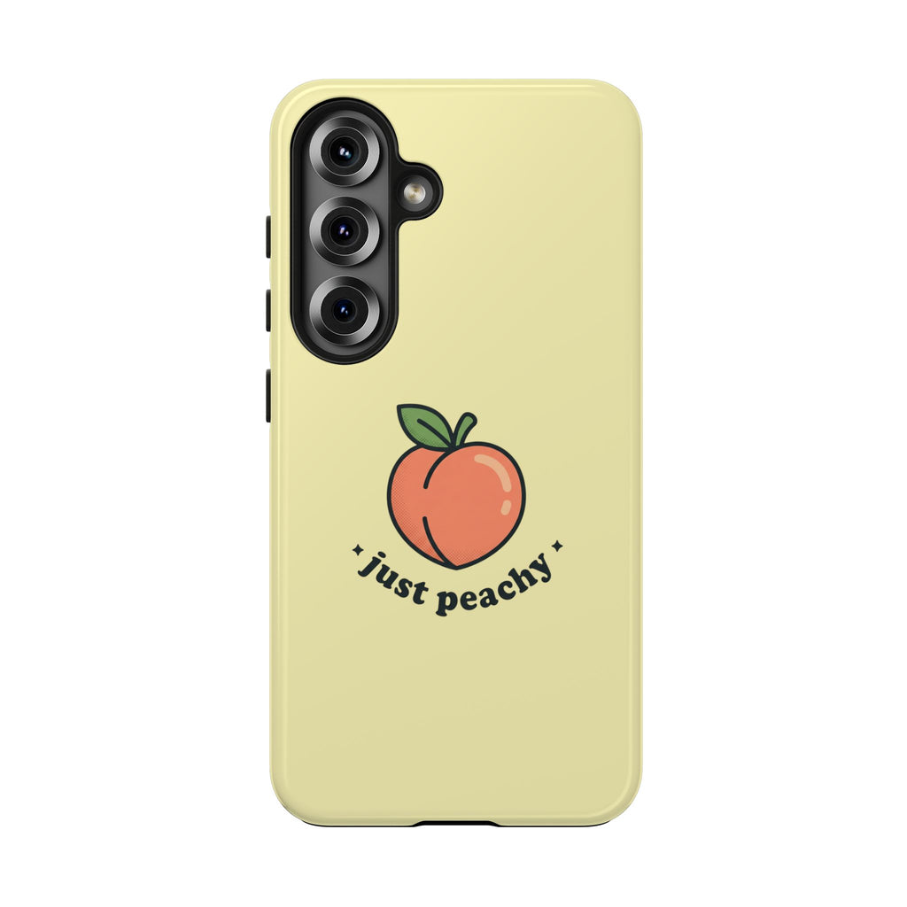 Just Peachy Aesthetic Phone Case | Cute Peach iPhone & Samsung Galaxy Case | Trendy Summer Glossy Protective Cover | Peach Protective Tough Case