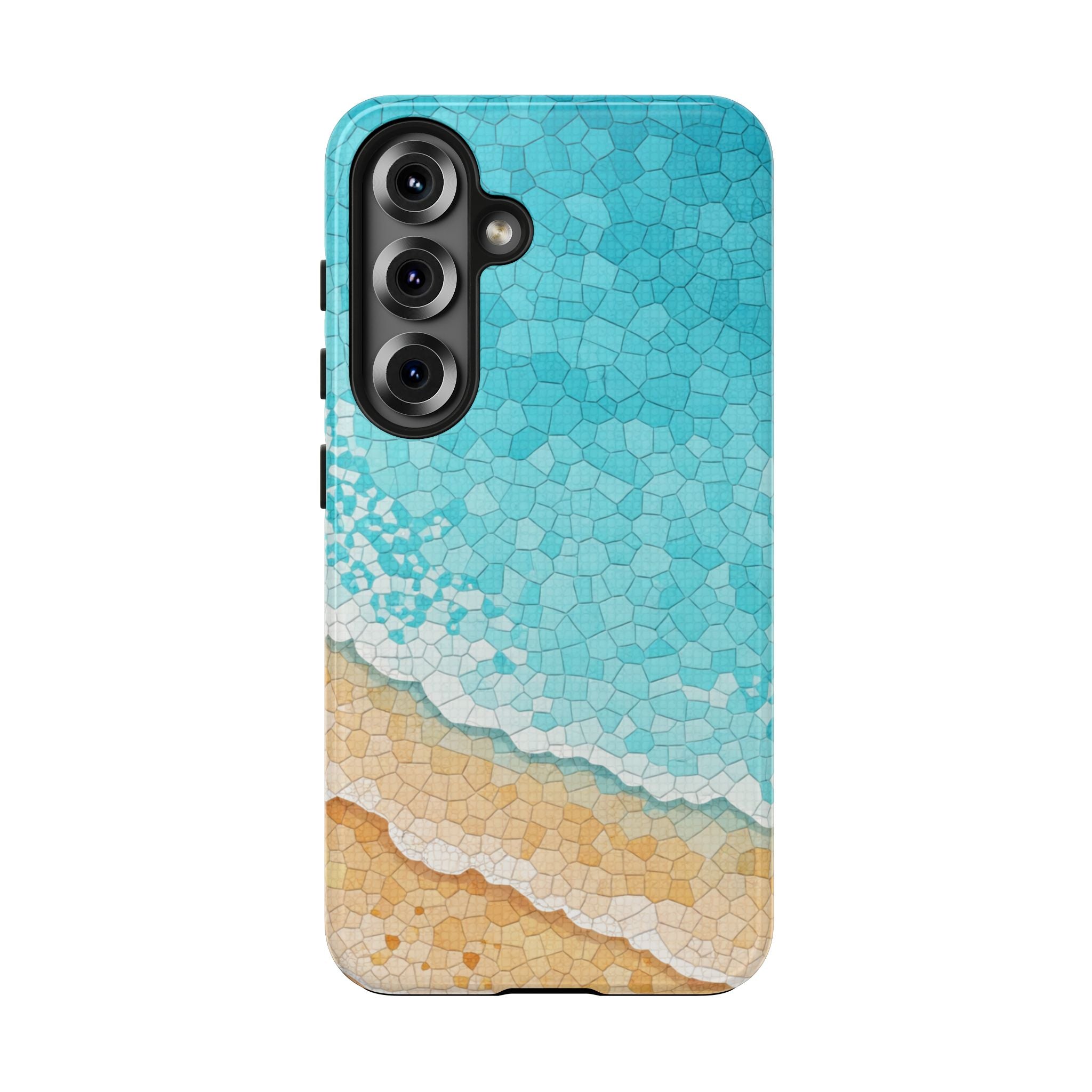 Beach Mosaic Phone Case | Coastal Ocean Waves Tough & Clear Case for iPhone & Samsung | Summer Beach Aesthetic Protective Cover