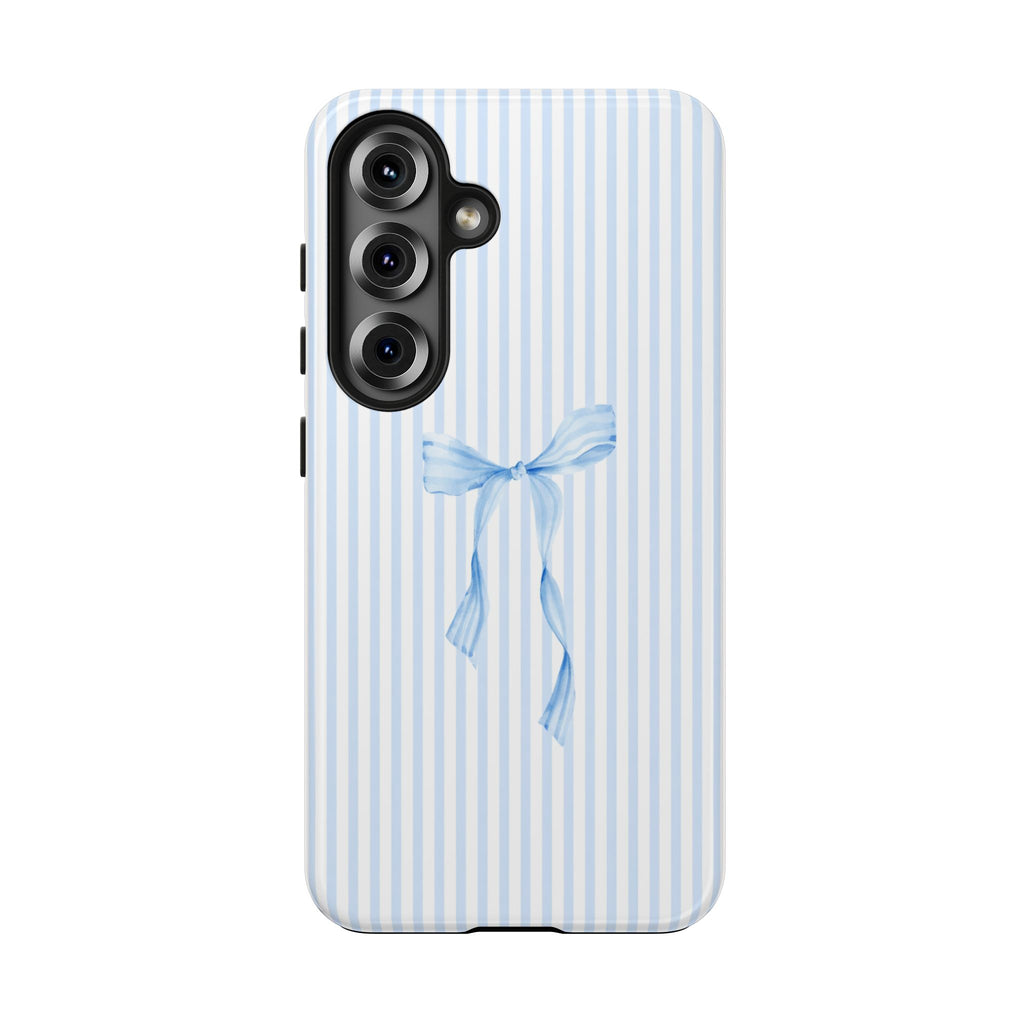 Preppy Blue Bow Case | Minimalist Coquette Phone Case for iPhone & Samsung | Minimalist Coquette Phone Case | Protective Phone Cover